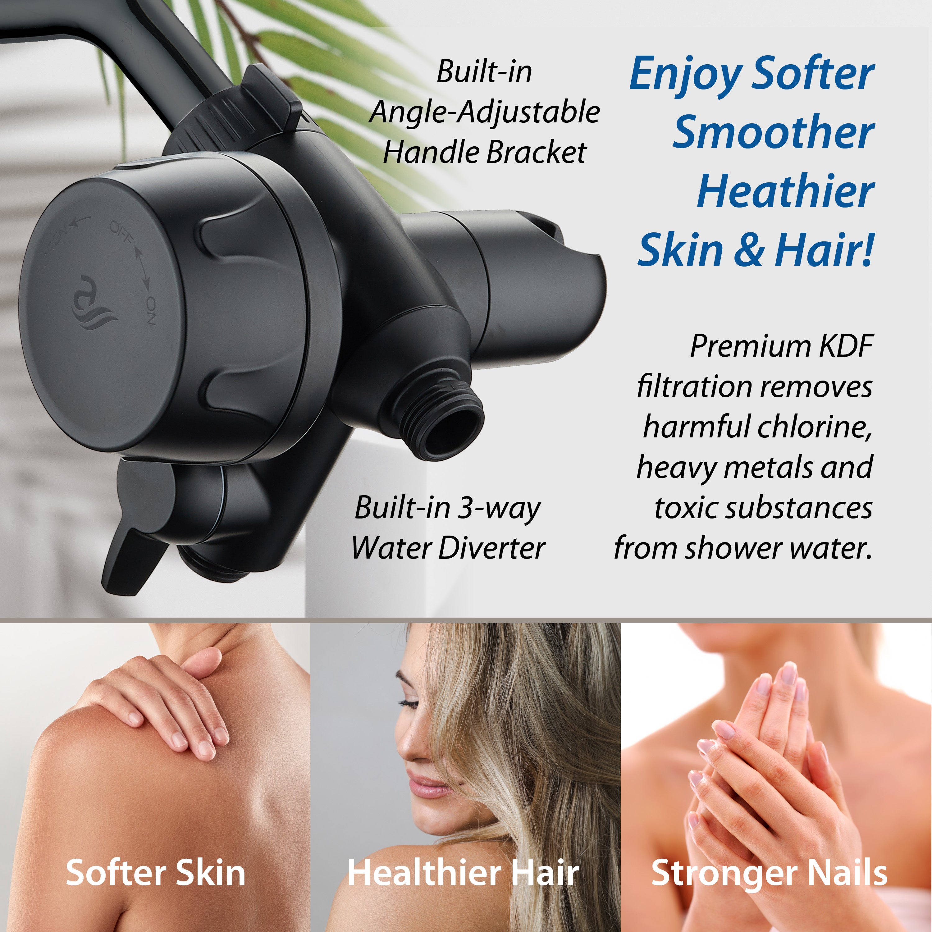 Integrated Shower Filter for Combos with Water Diverter & Antimicrobial KDF Cartridge
