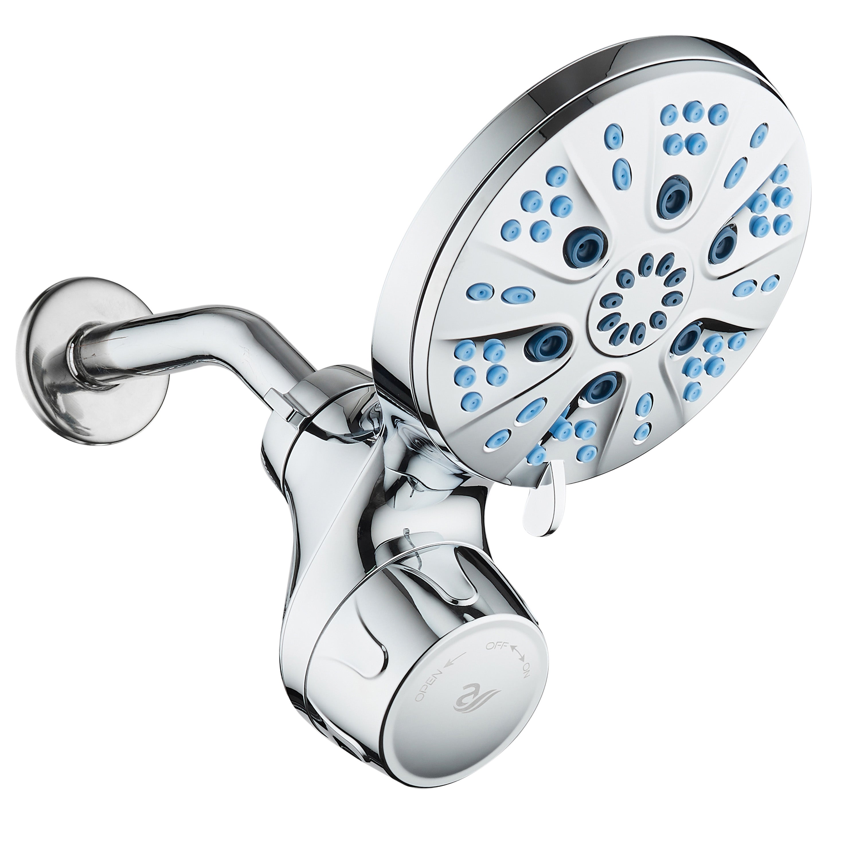 Raised 6-setting 6" Rain Showerhead with Built-in Shower Filter & Antimicrobial KDF Cartridge