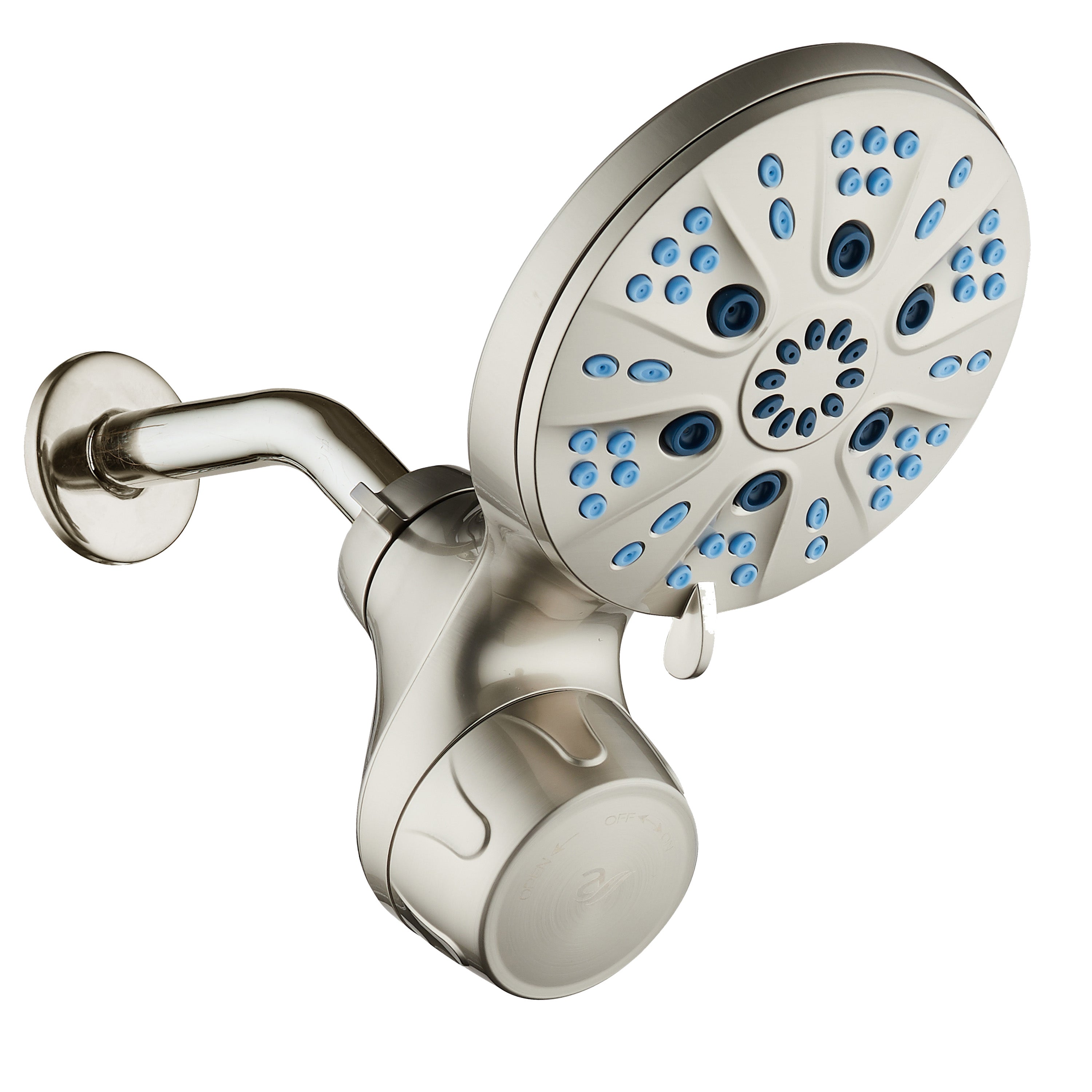 Raised 6-setting 6" Rain Showerhead with Built-in Shower Filter & Antimicrobial KDF Cartridge