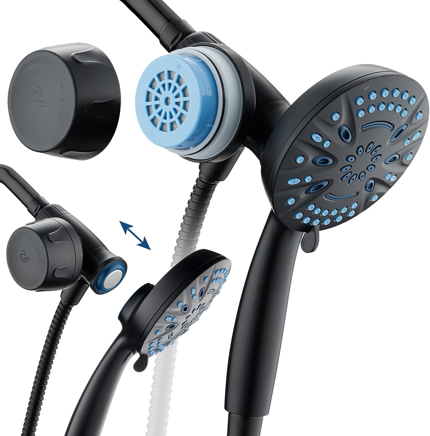 Magneton® 8-setting 5" Face Hand Shower with Magnetic Docking & Built-in Shower Filter