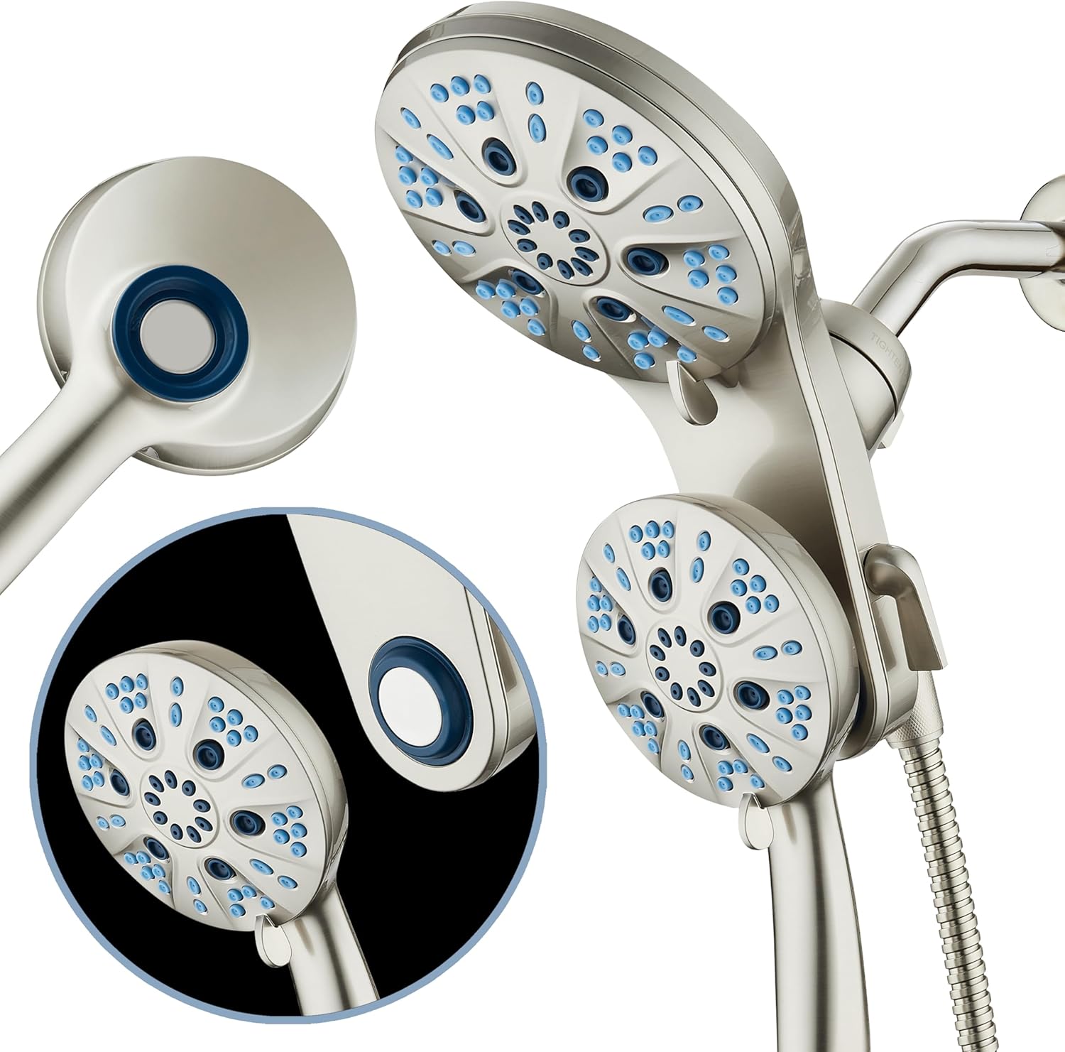 Magneton 48-setting Raised 3-way Rainfall Shower Combo with Magnetic Docking