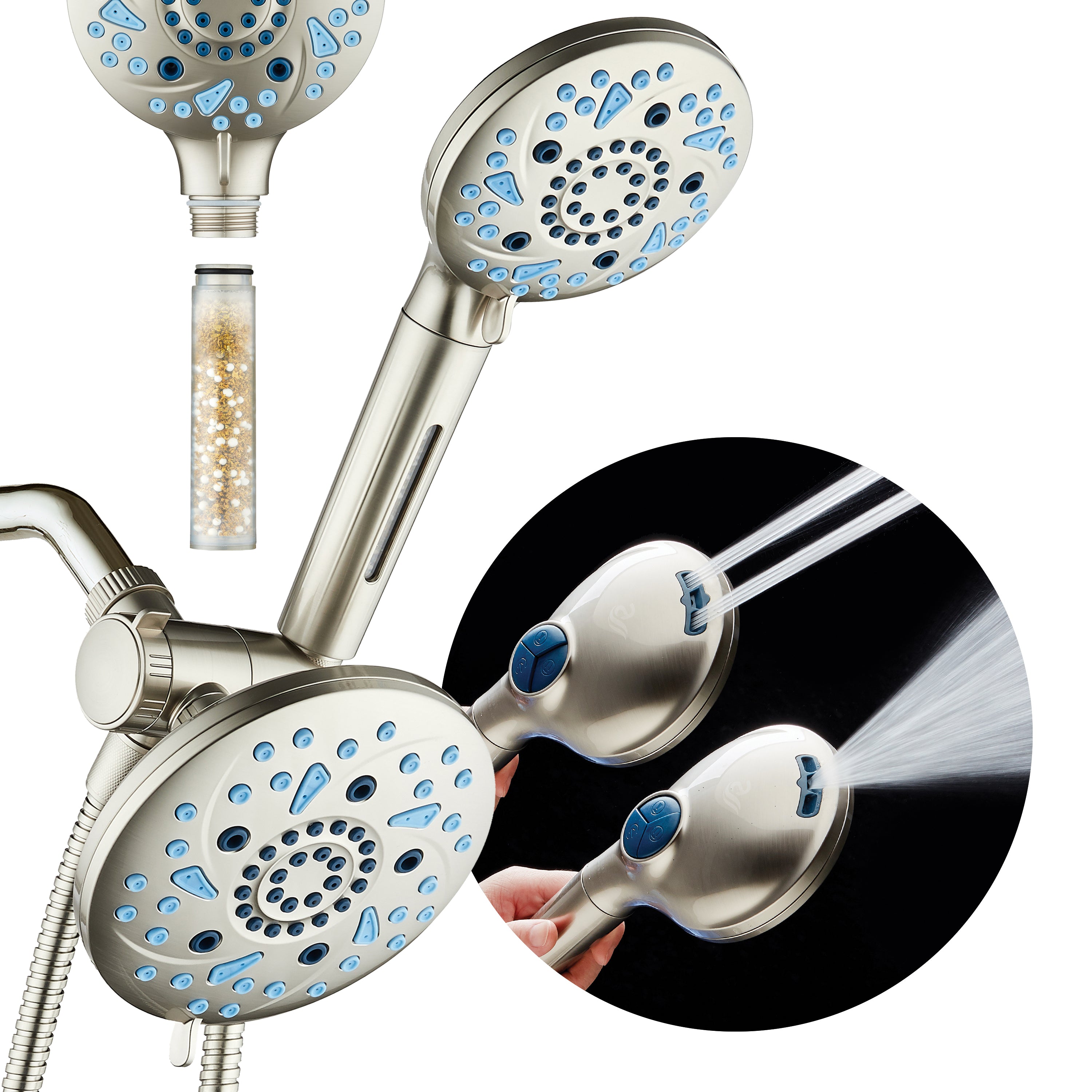 3.0 All-in-One 82-setting 4-way Rain Combo with Shower Filter & 2-mode Power Wash
