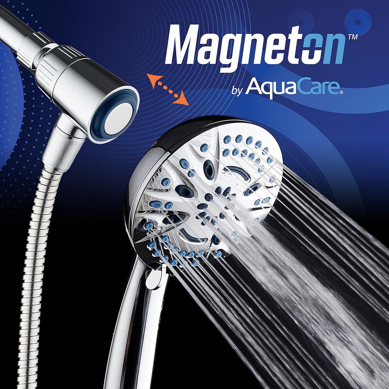 Magneton® 8-setting 5" Face Hand Shower with 2-way High/Low Magnetic Docking