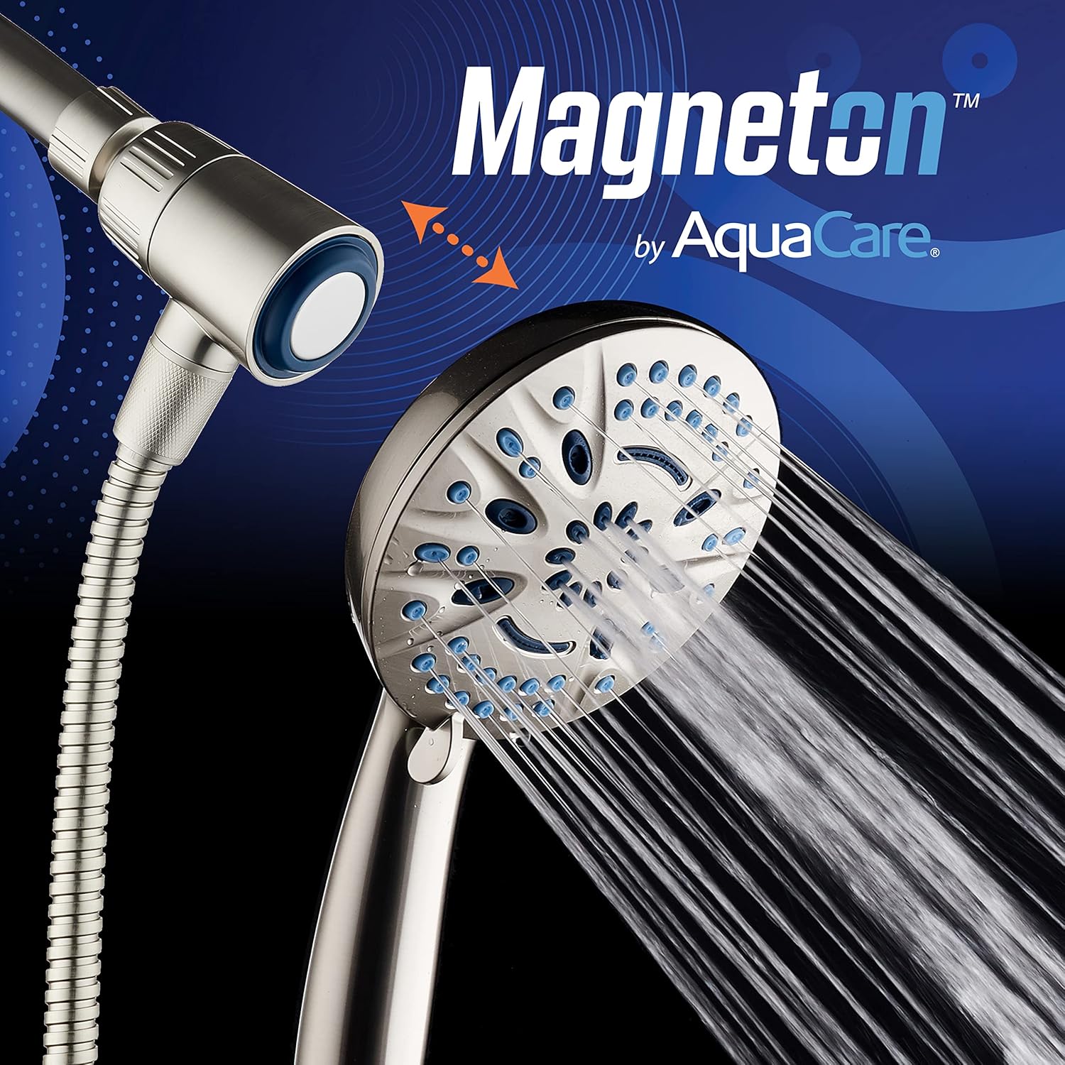 Magneton® 8-setting 5" Face Hand Shower with 2-way High/Low Magnetic Docking