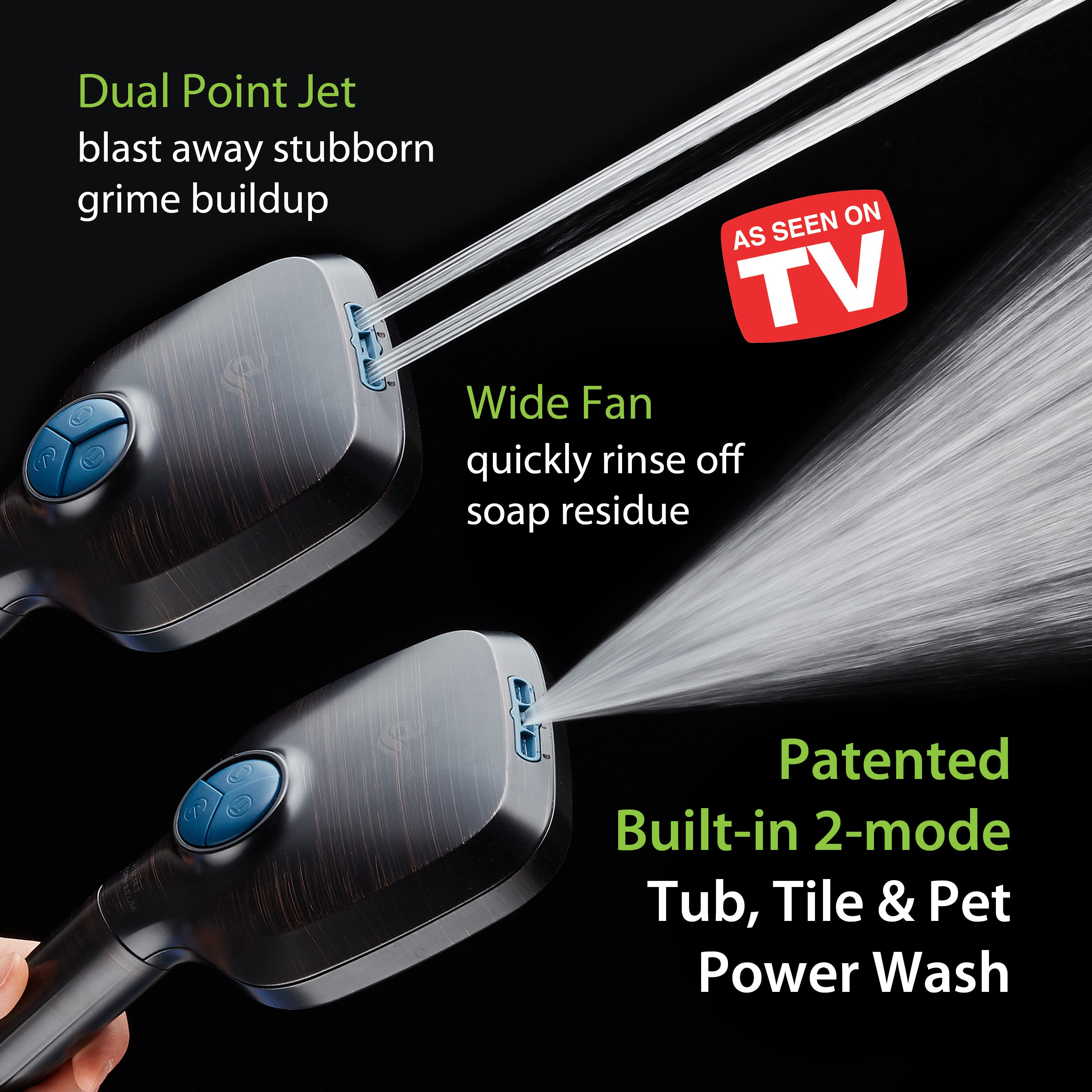 3.0 Series All-in-One 10-setting Hand Shower with Shower Filter, 2-mode Power Wash & Push-button Function Switch