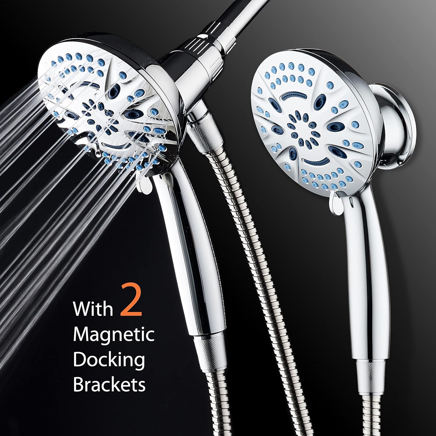 Magneton® 8-setting 5" Face Hand Shower with 2-way High/Low Magnetic Docking