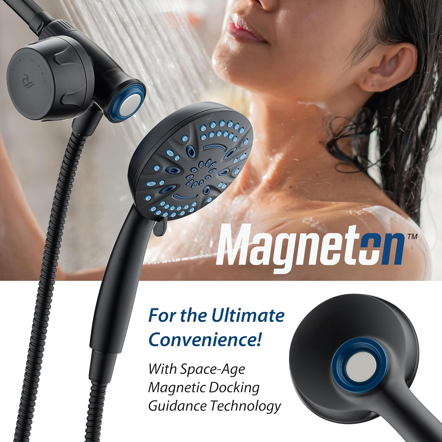 Magneton® 8-setting 5" Face Hand Shower with Magnetic Docking & Built-in Shower Filter