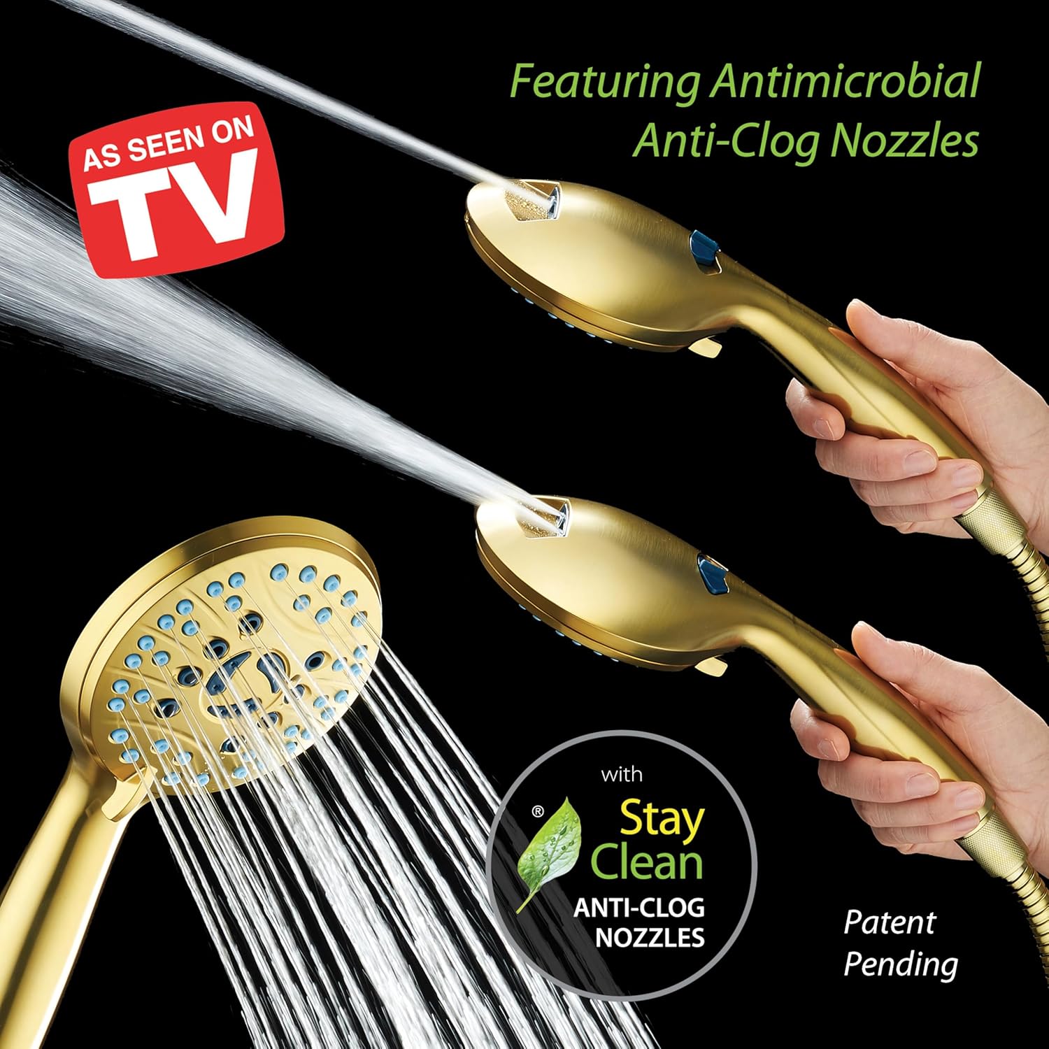 High-pressure 8-setting Hand Shower with Patented 2-mode Power Wash & Bonus Wall Bracket