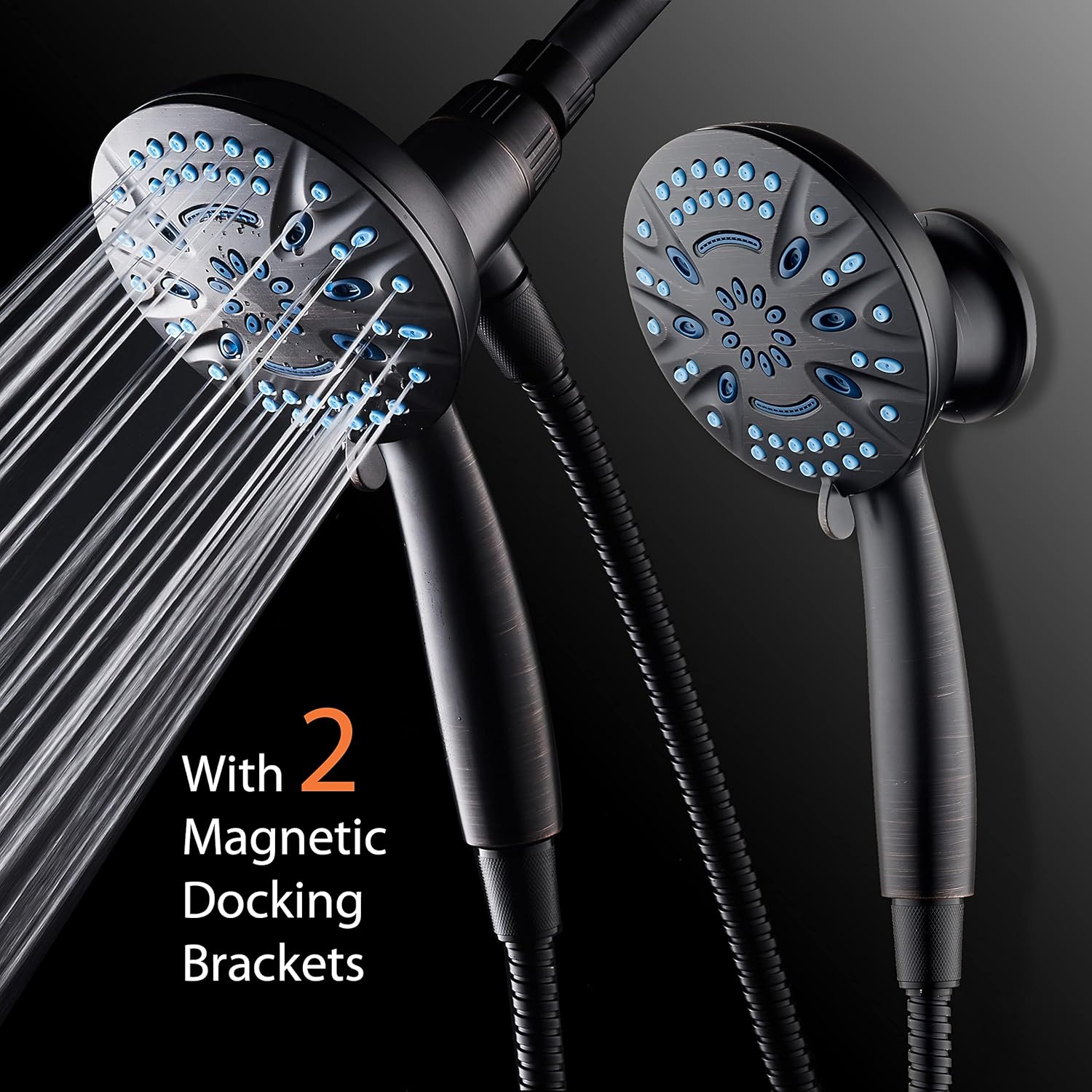 Magneton® 8-setting 5" Face Hand Shower with 2-way High/Low Magnetic Docking