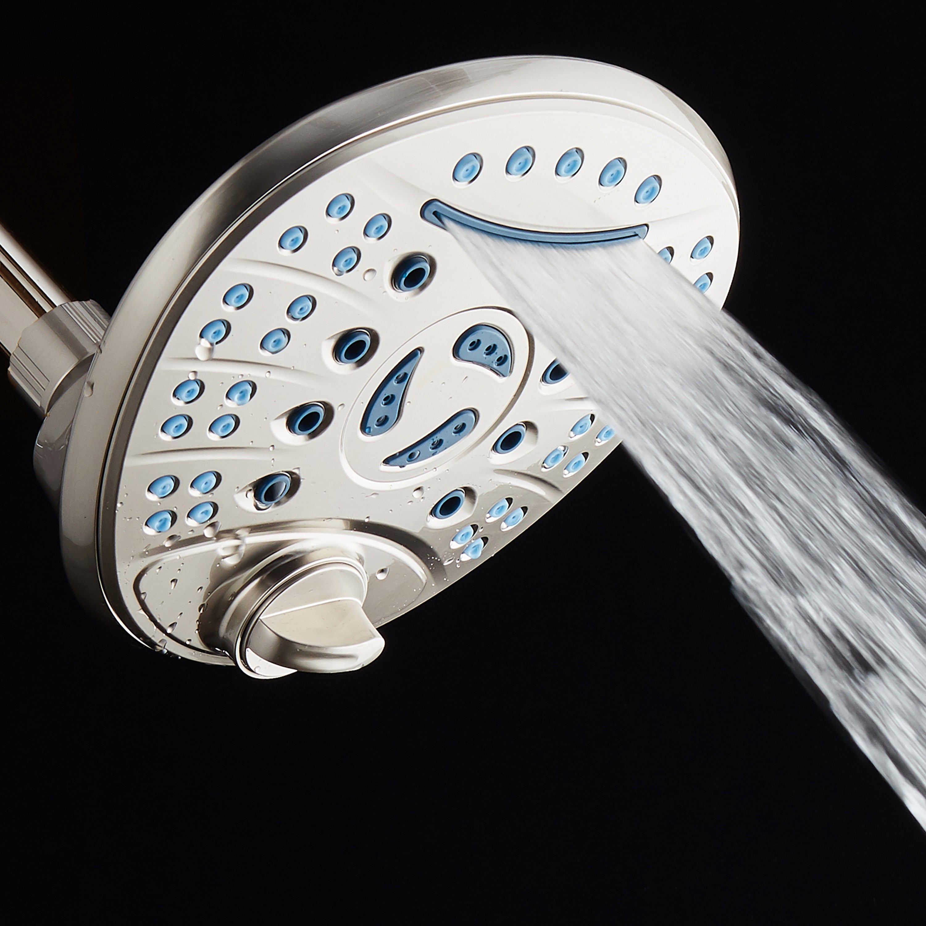 Ultra-Luxury 8-setting 7" Rainfall Shower Head with Antimicrobial Anti-clog Nozzles