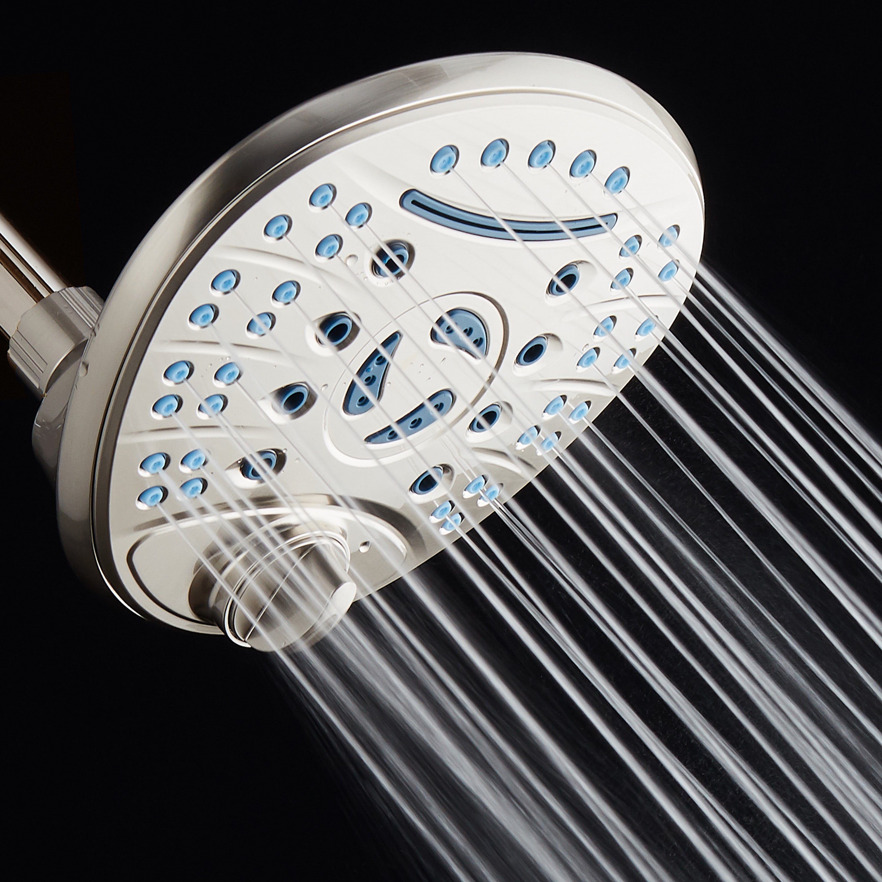 Ultra-Luxury 8-setting 7" Rainfall Shower Head with Antimicrobial Anti-clog Nozzles