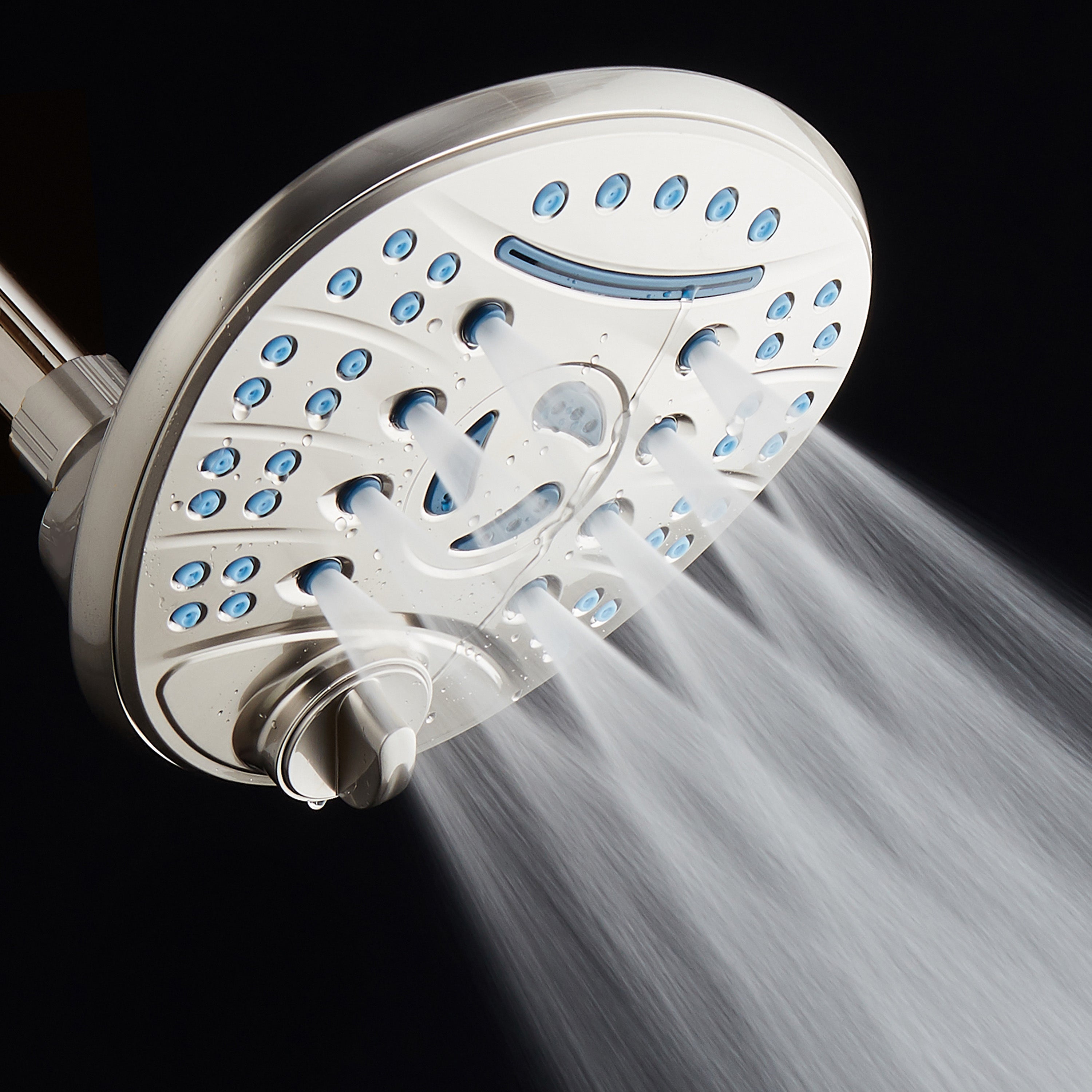 Ultra-Luxury 8-setting 7" Rainfall Shower Head with Antimicrobial Anti-clog Nozzles