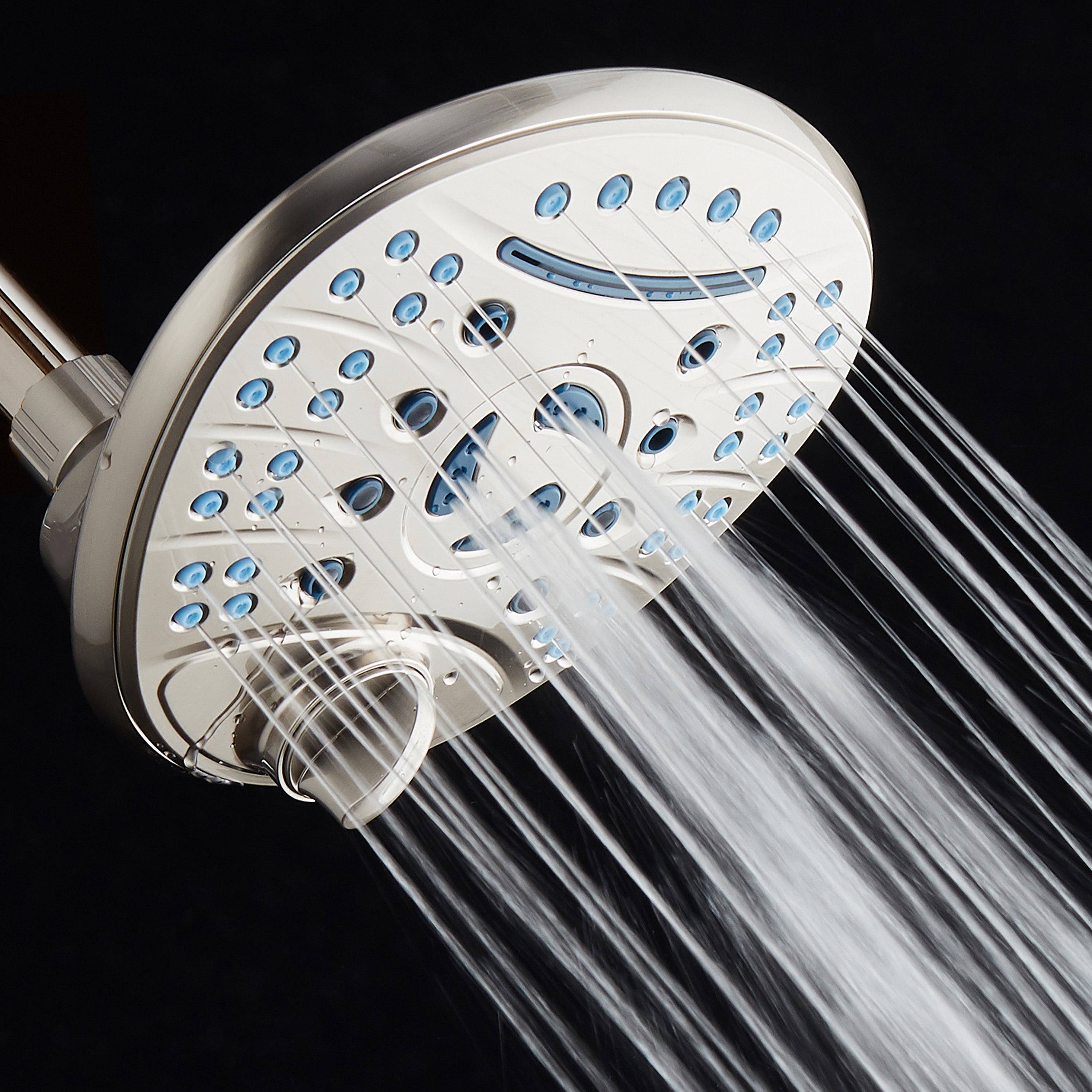 Ultra-Luxury 8-setting 7" Rainfall Shower Head with Antimicrobial Anti-clog Nozzles