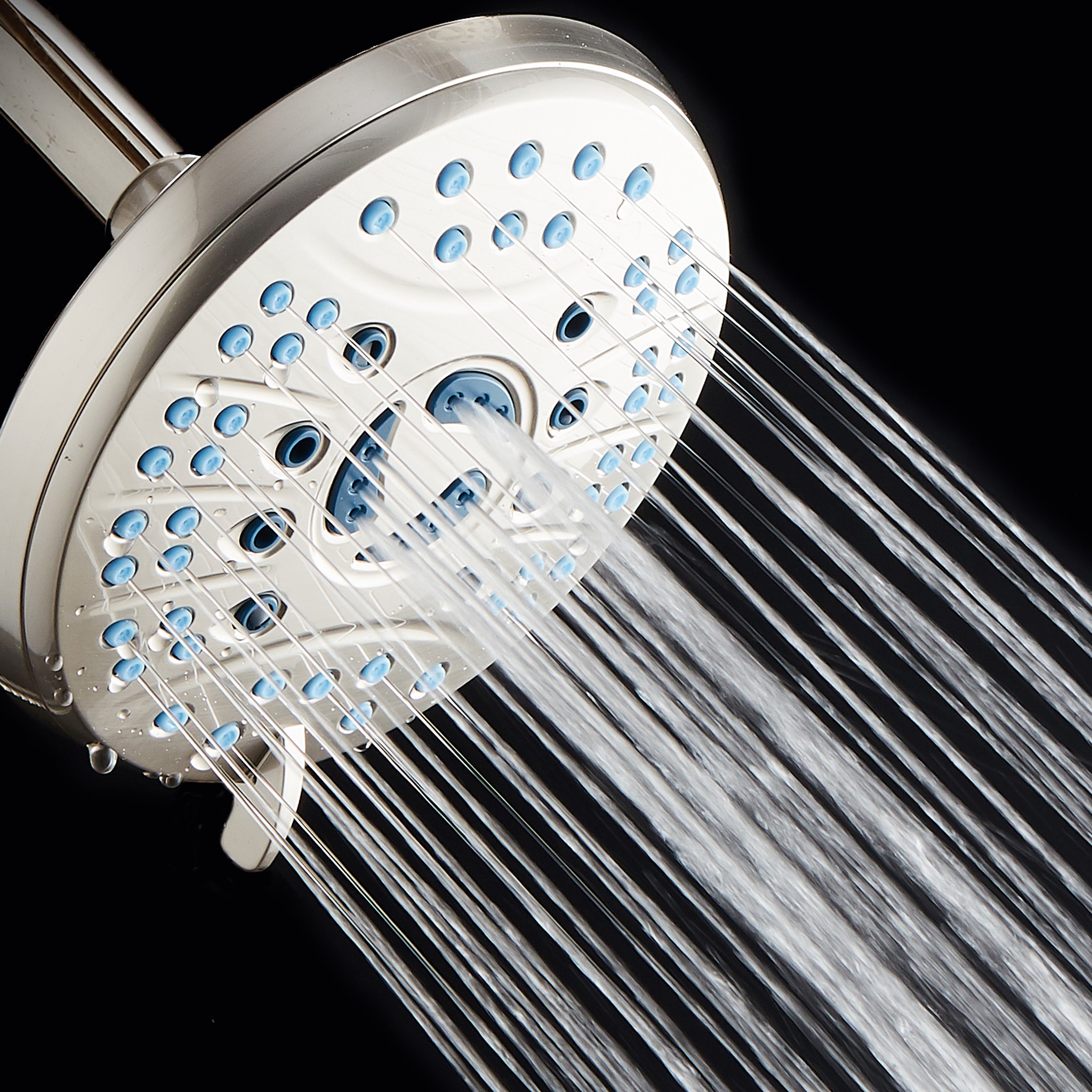 Ultra-Luxury 6-setting 6" Rainfall Shower Head with Antimicrobial Anti-clog Nozzles