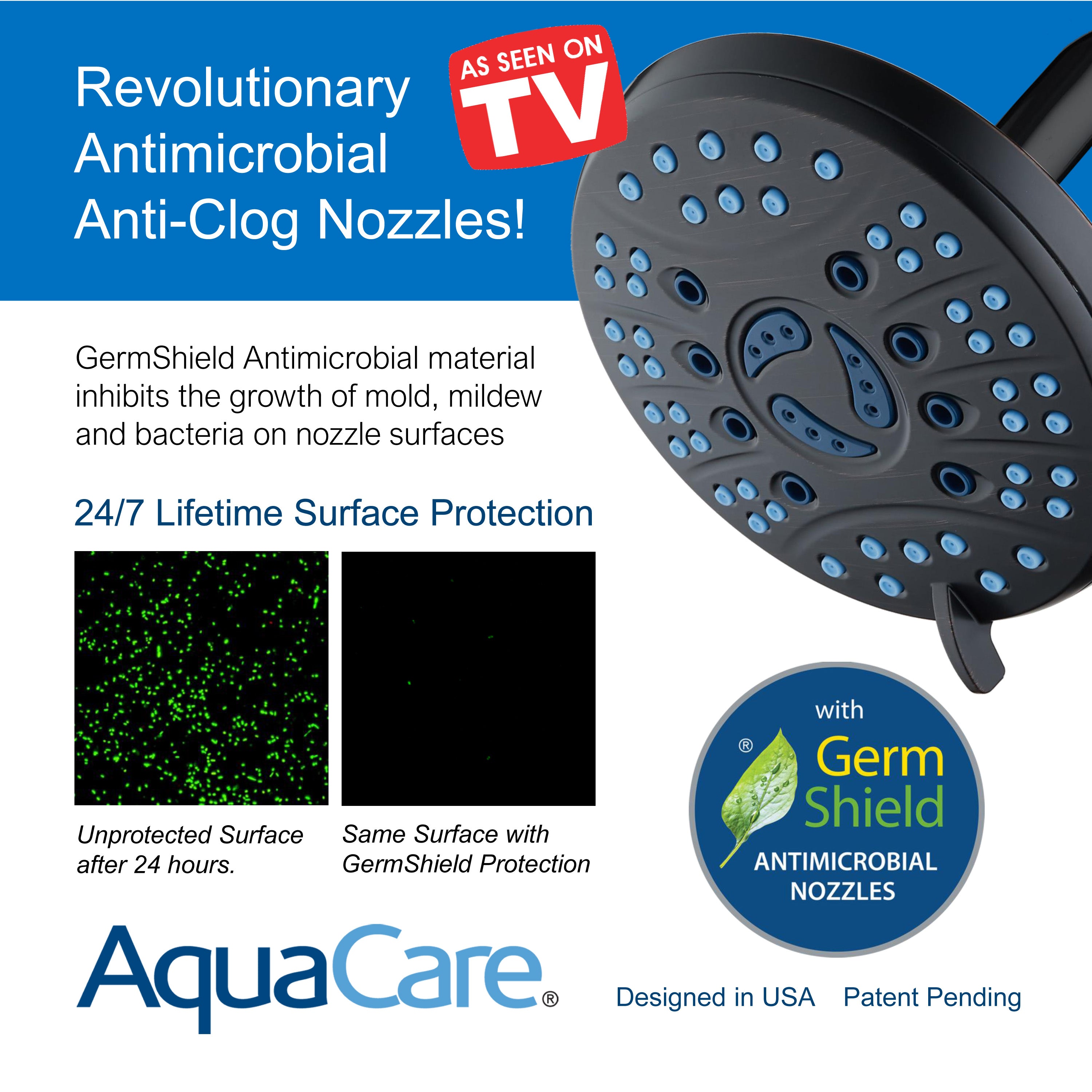 Ultra-Luxury 6-setting 6" Rainfall Shower Head with Antimicrobial Anti-clog Nozzles