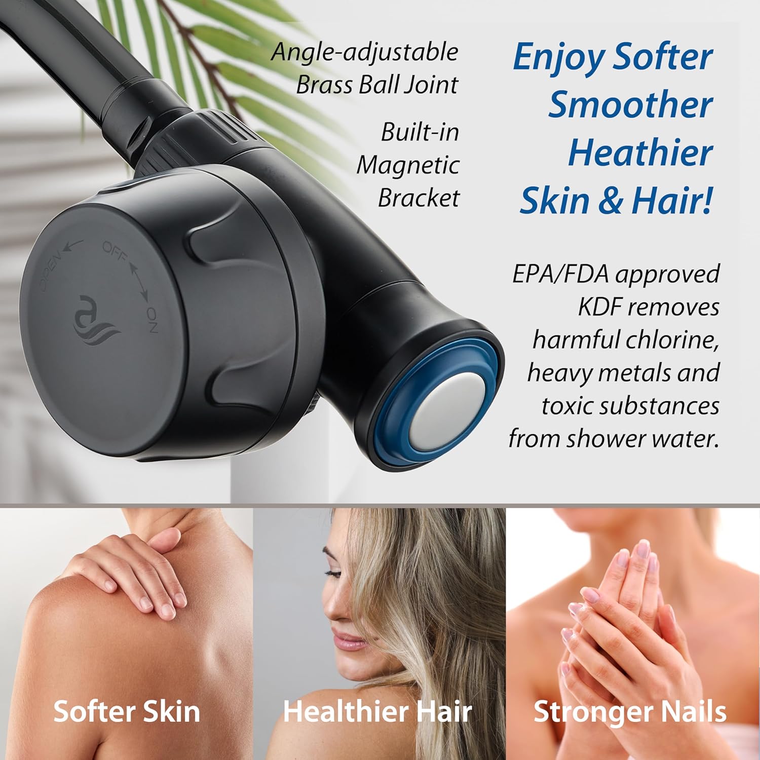 Magneton® 8-setting 5" Face Hand Shower with Magnetic Docking & Built-in Shower Filter