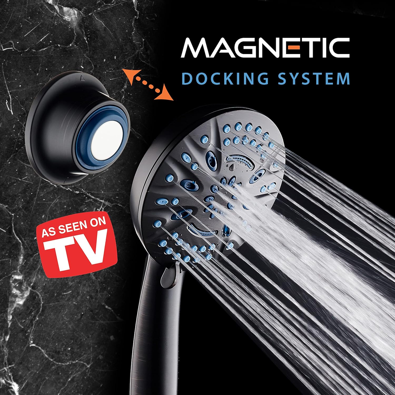 Magneton® 8-setting 5" Face Hand Shower with 2-way High/Low Magnetic Docking