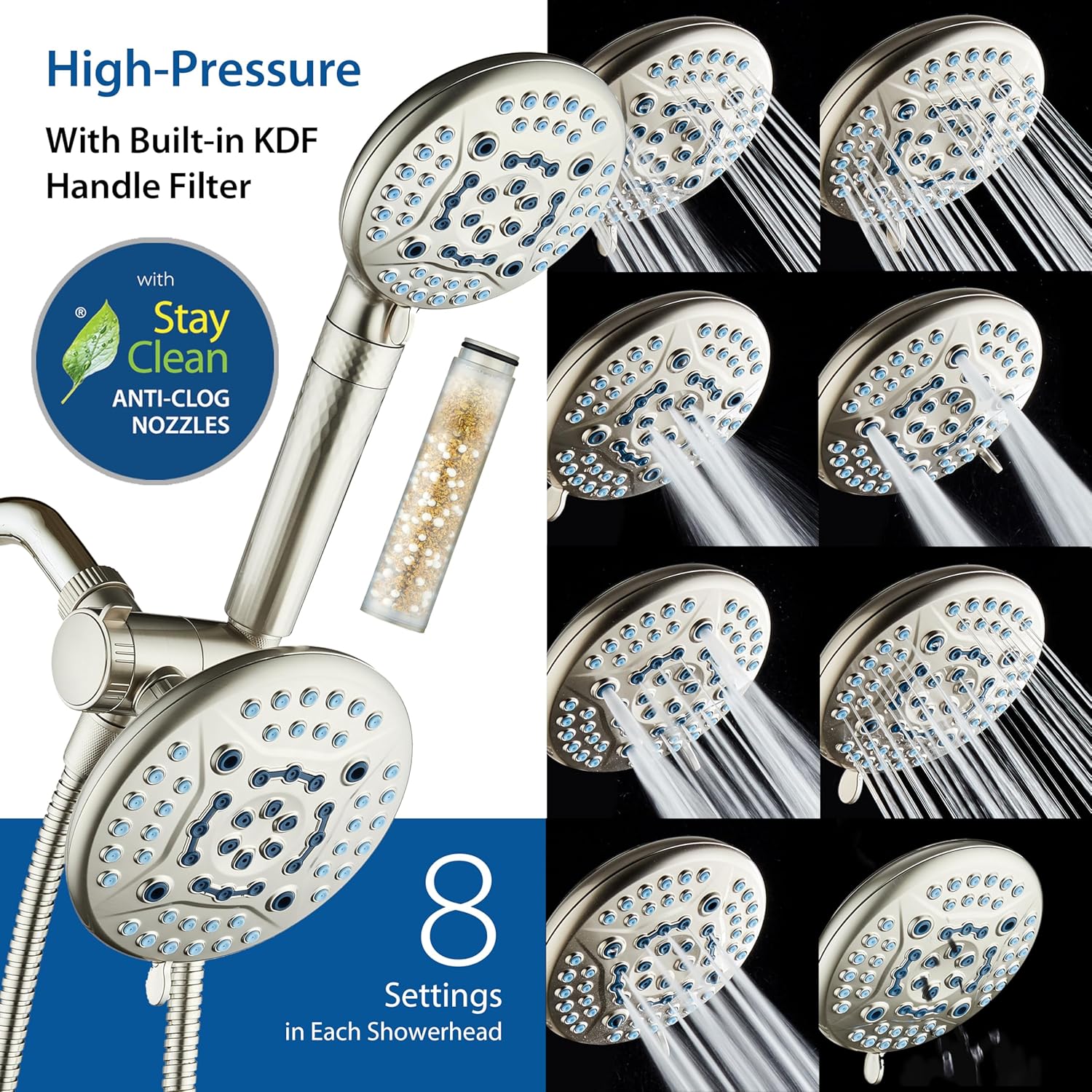 4X All-in-One 82-setting 4-way Rain Combo with Shower Filter & 2-mode Power Wash