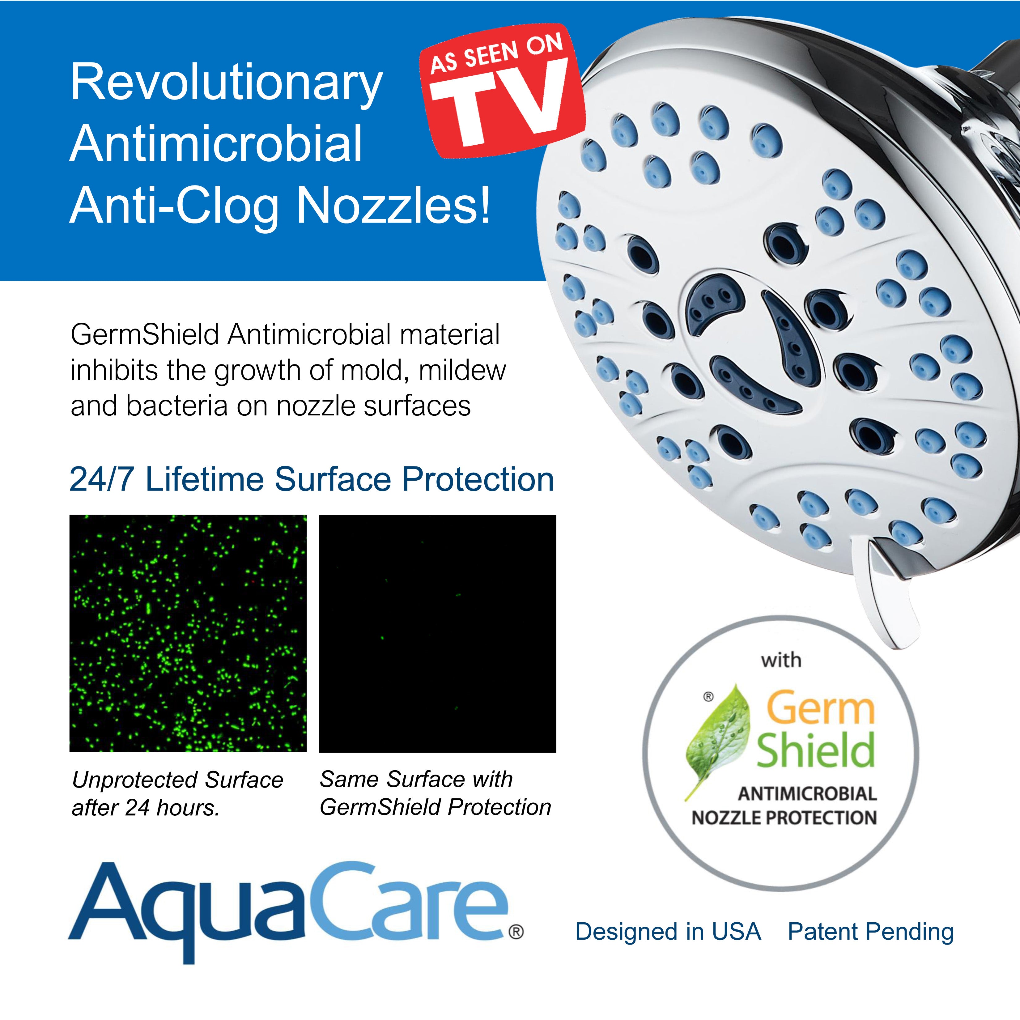 Ultra-Luxury 6-setting Overhead Shower Head with Antimicrobial Anti-clog Nozzles