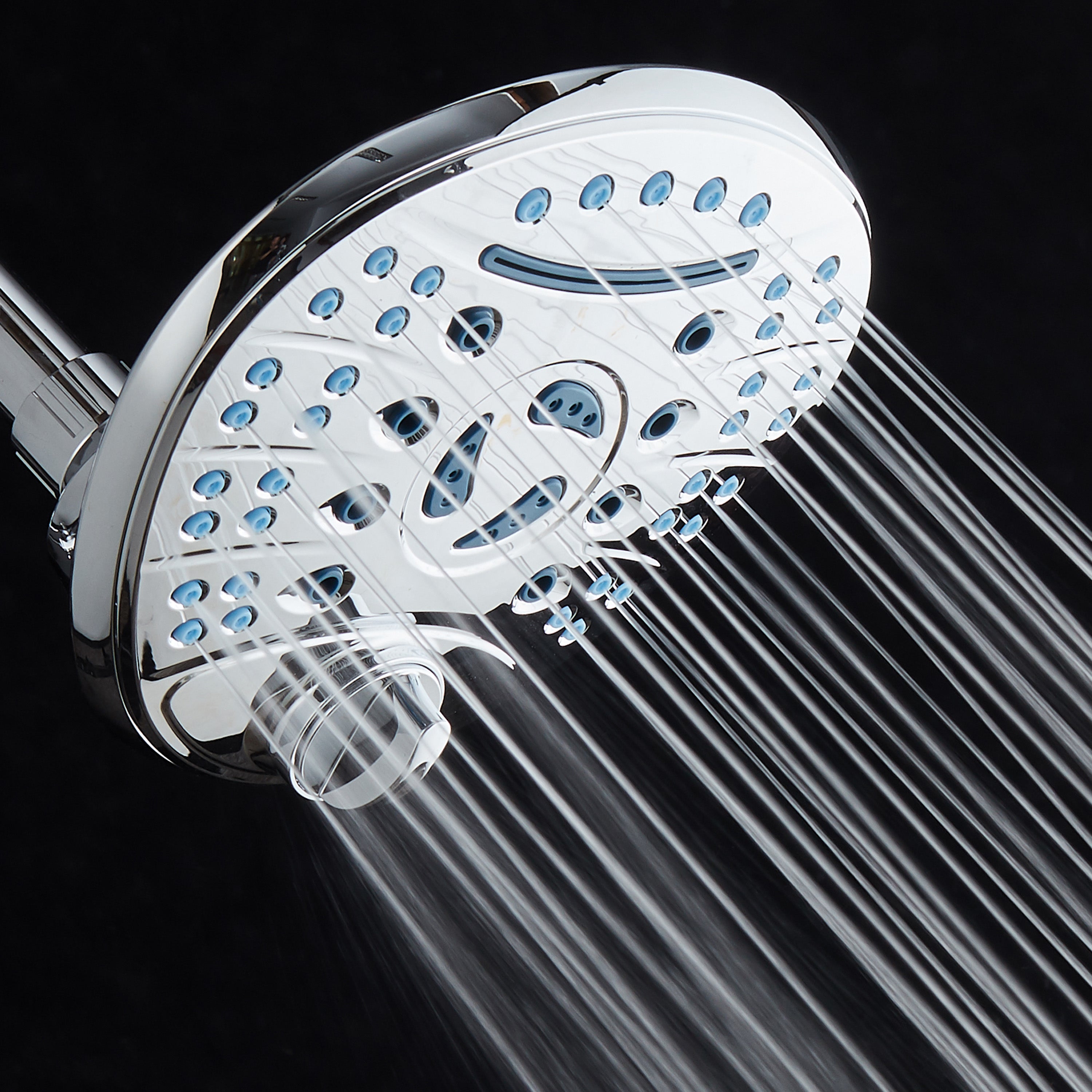 Ultra-Luxury 8-setting 7" Rainfall Shower Head with Antimicrobial Anti-clog Nozzles