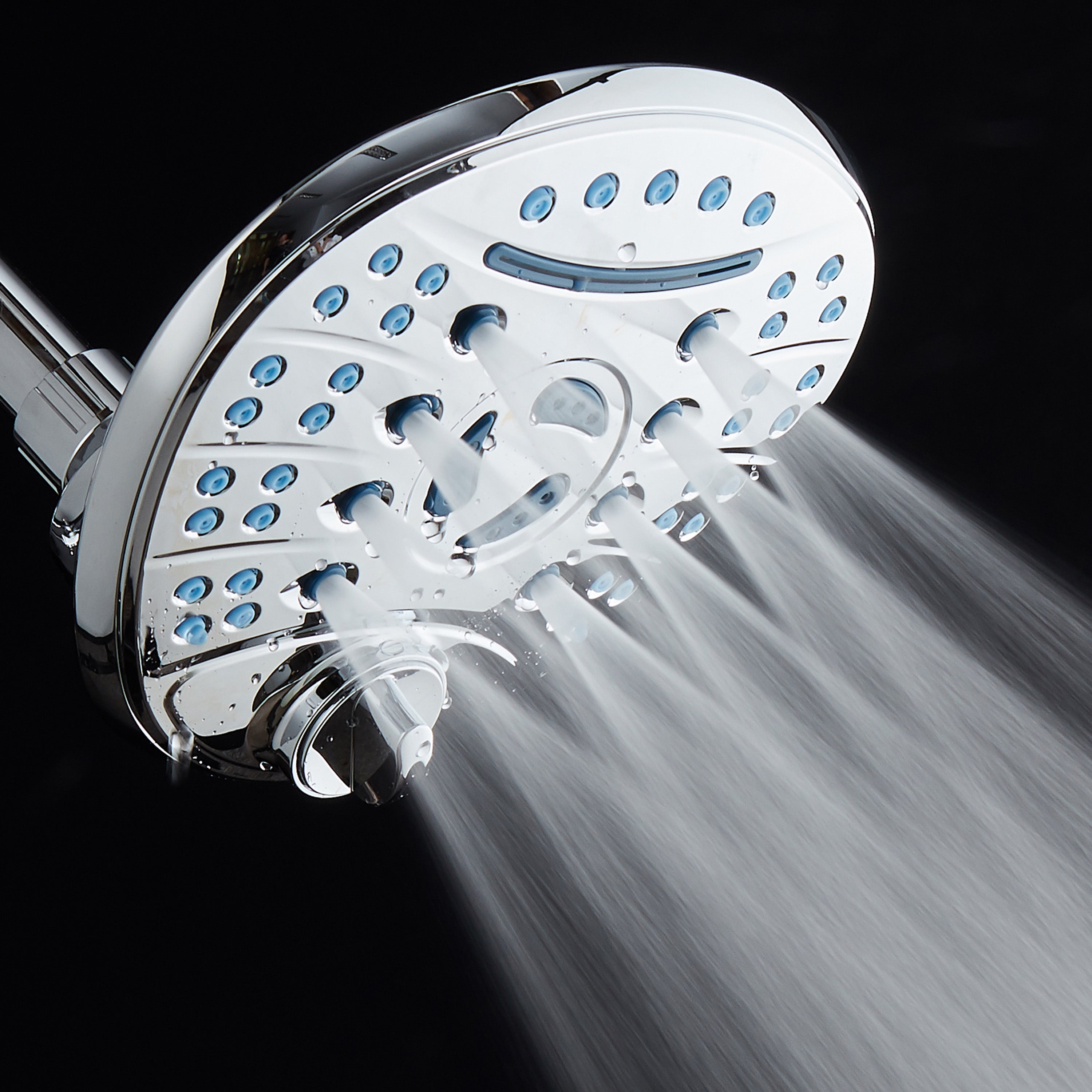 Ultra-Luxury 8-setting 7" Rainfall Shower Head with Antimicrobial Anti-clog Nozzles