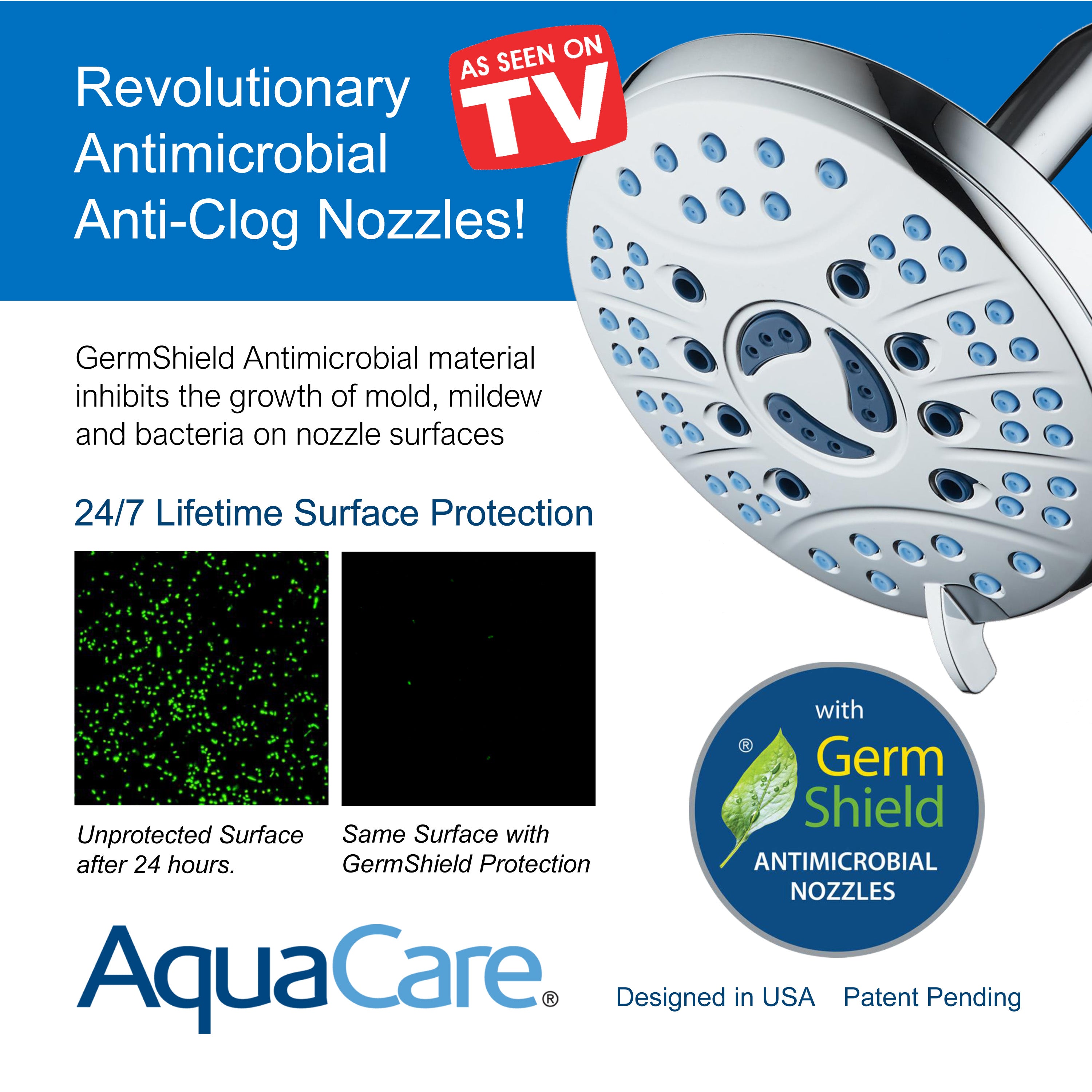 Ultra-Luxury 6-setting 6" Rainfall Shower Head with Antimicrobial Anti-clog Nozzles