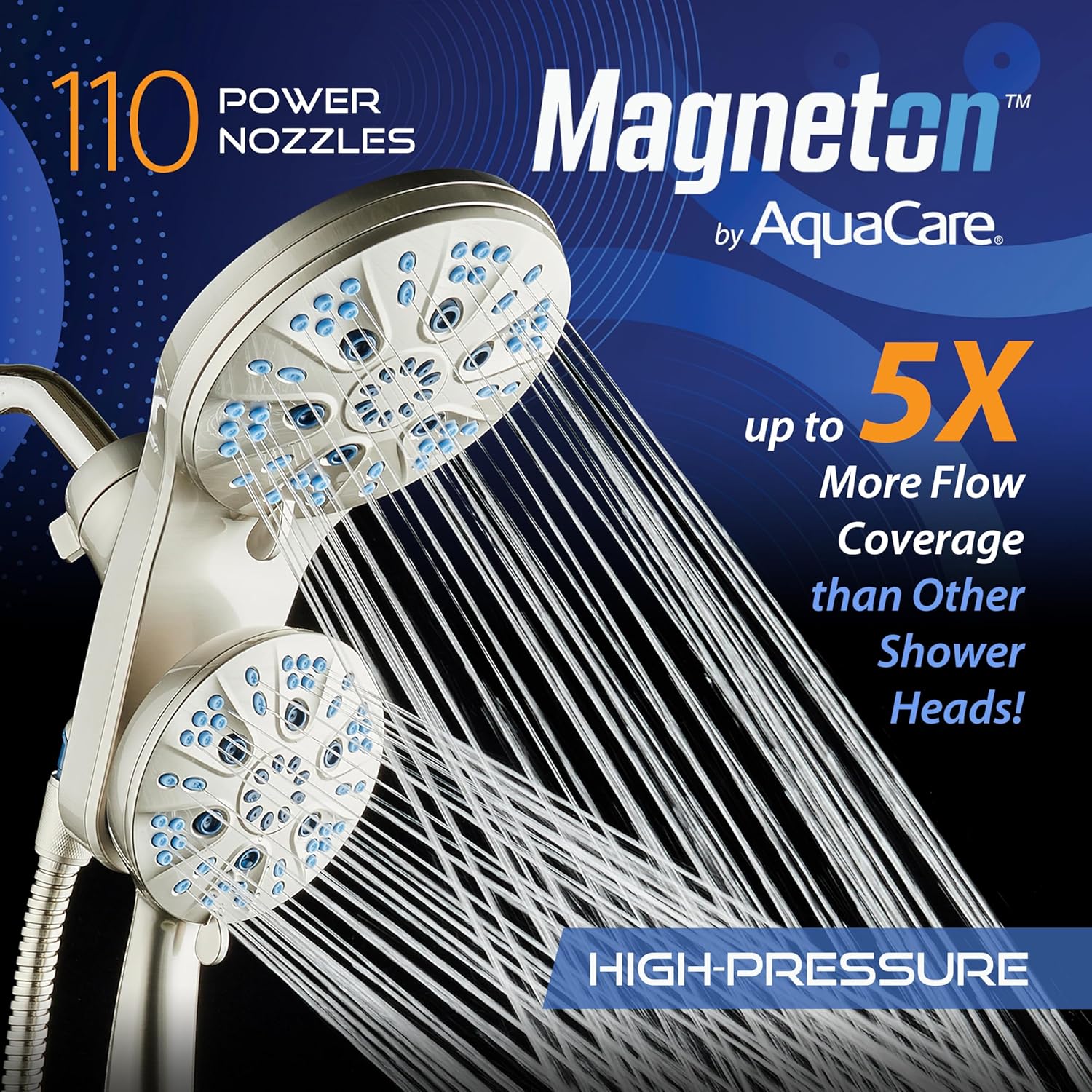 Magneton 48-setting Raised 3-way Rainfall Shower Combo with Magnetic Docking