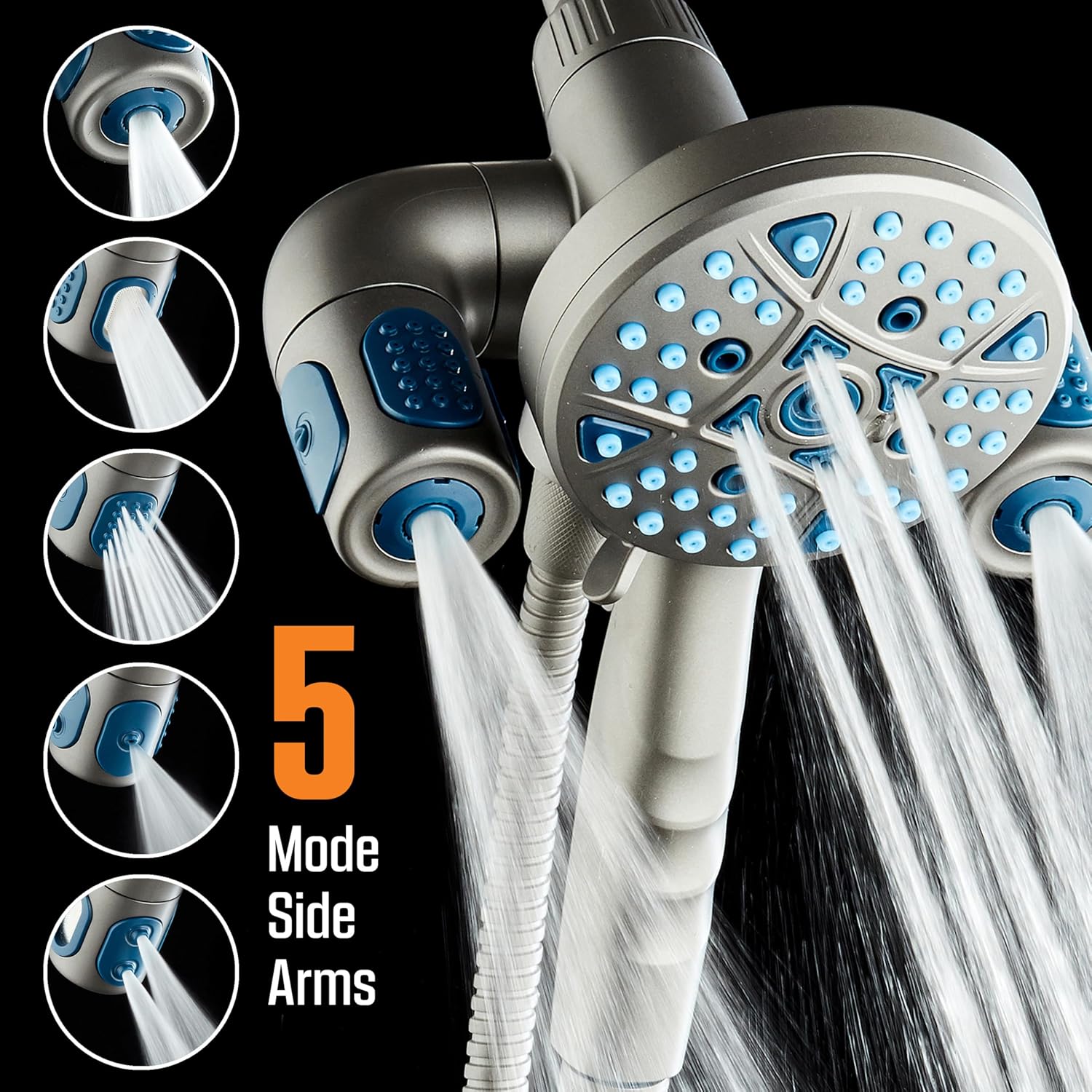 Polaris 208-setting 3-way Shower Combo with Adjustable Hydro Arms & Magnetic Docking