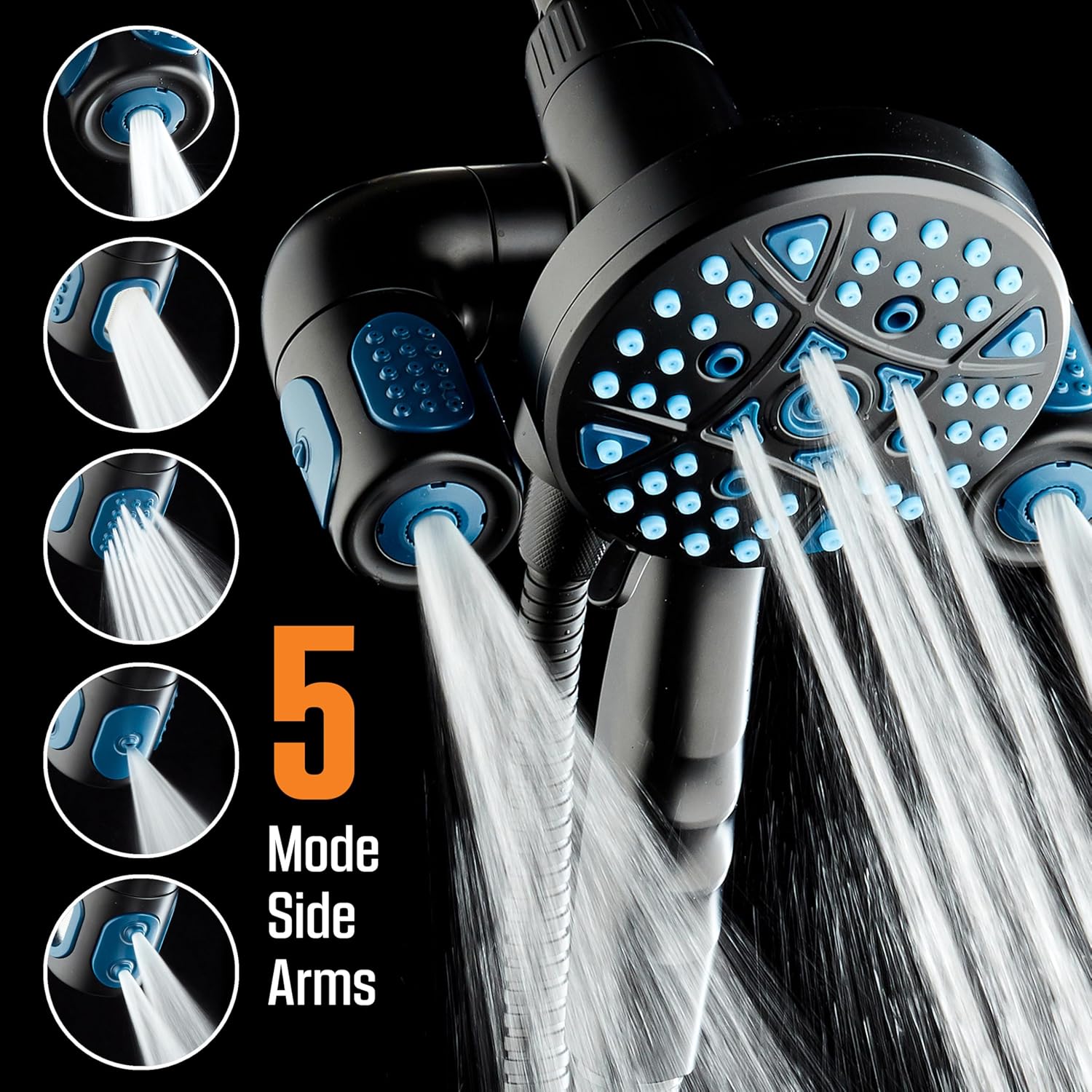Polaris 208-setting 3-way Shower Combo with Adjustable Hydro Arms & Magnetic Docking