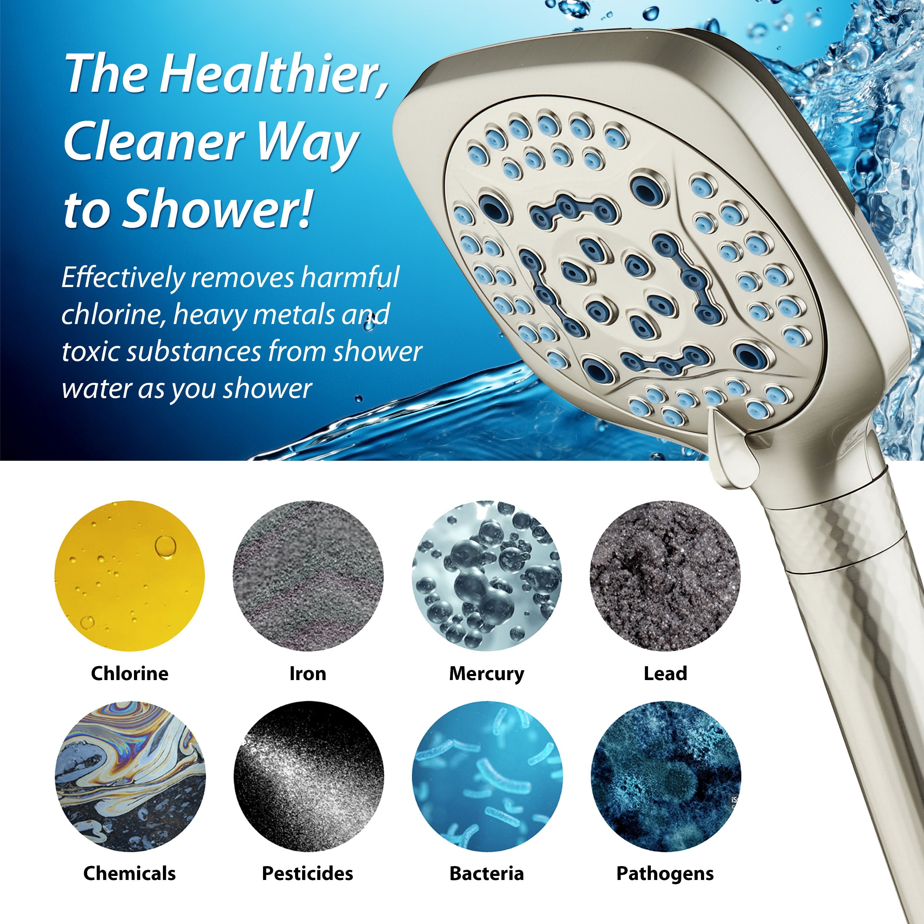 4X Series All-in-One 10-setting Hand Shower with Shower Filter, 2-mode Power Wash & Water Pressure Control