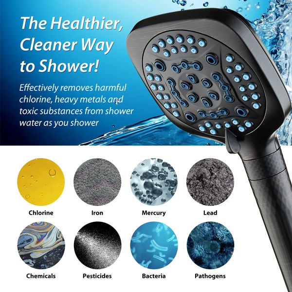 4X Series All-in-One 10-setting Hand Shower with Shower Filter, 2-mode Power Wash & Water Pressure Control