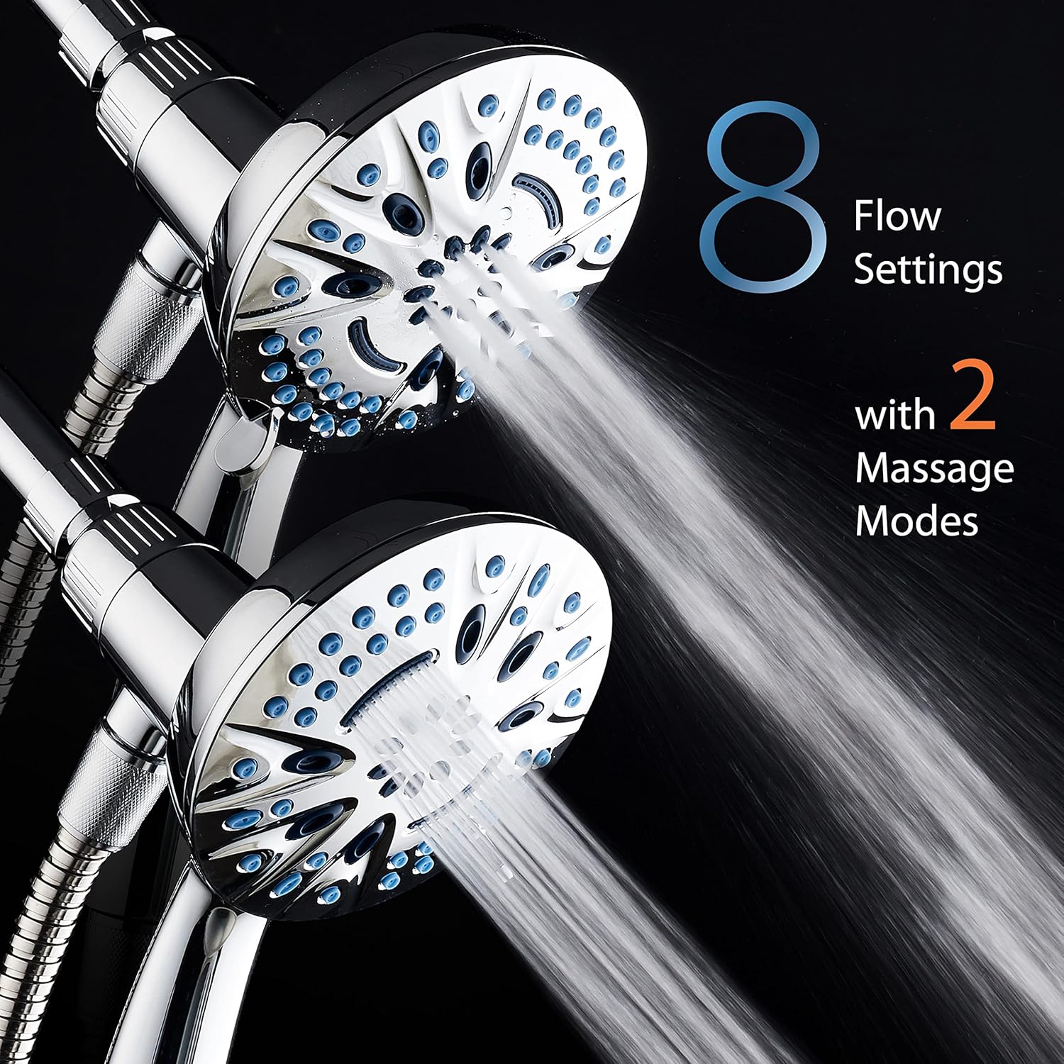 Magneton® 8-setting 5" Face Hand Shower with 2-way High/Low Magnetic Docking