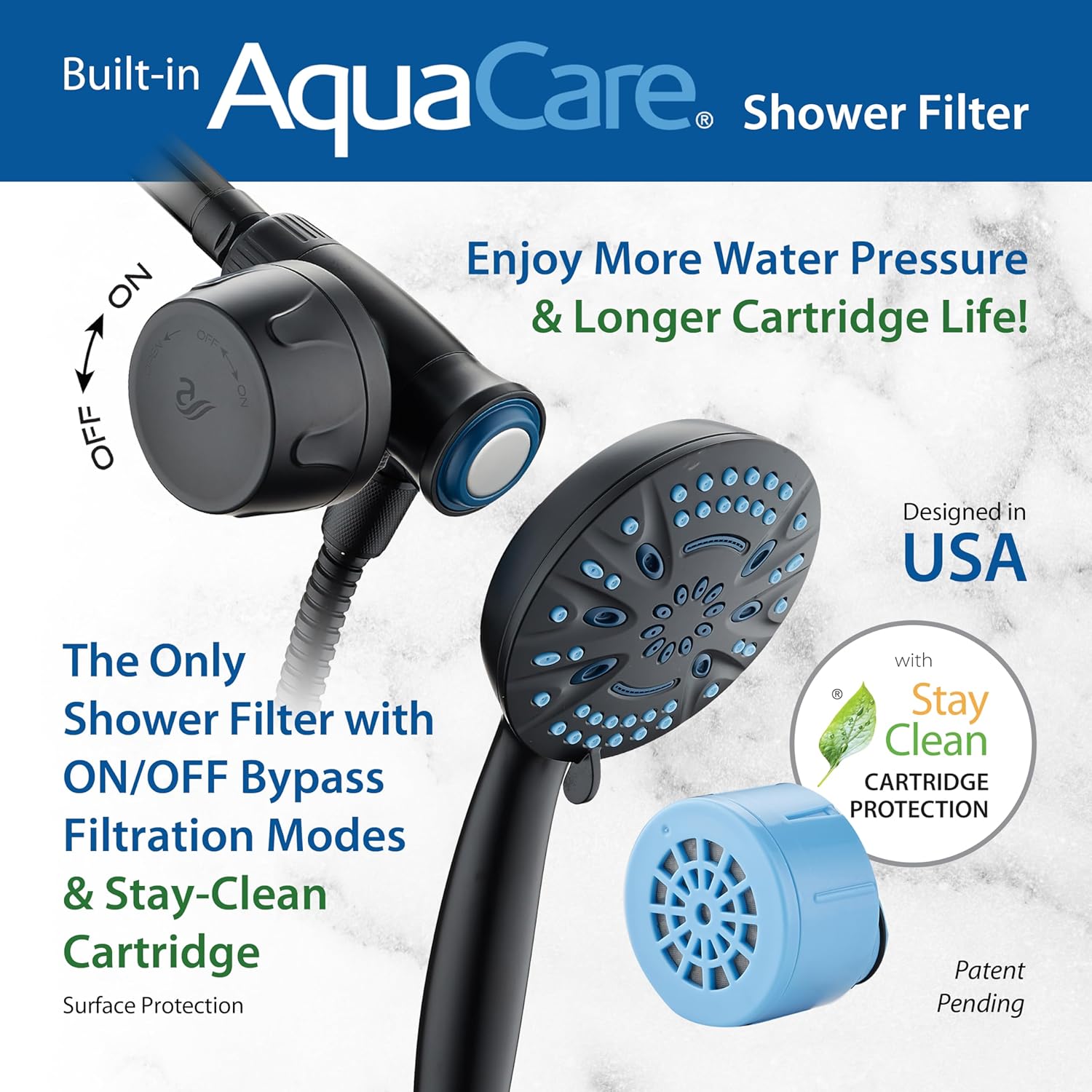 Magneton® 8-setting 5" Face Hand Shower with Magnetic Docking & Built-in Shower Filter