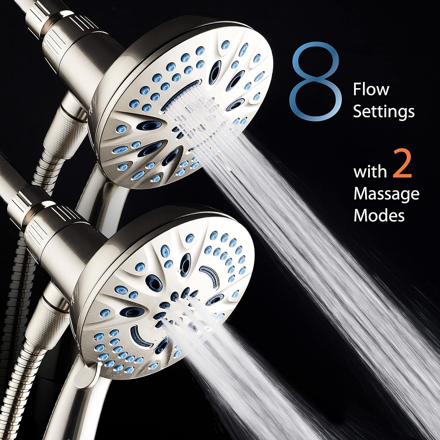 Magneton® 8-setting 5" Face Hand Shower with 2-way High/Low Magnetic Docking