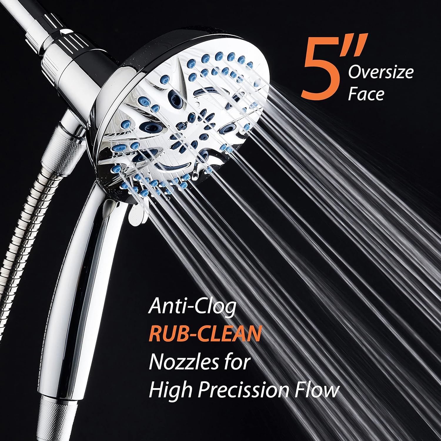 Magneton® 8-setting 5" Face Hand Shower with 2-way High/Low Magnetic Docking