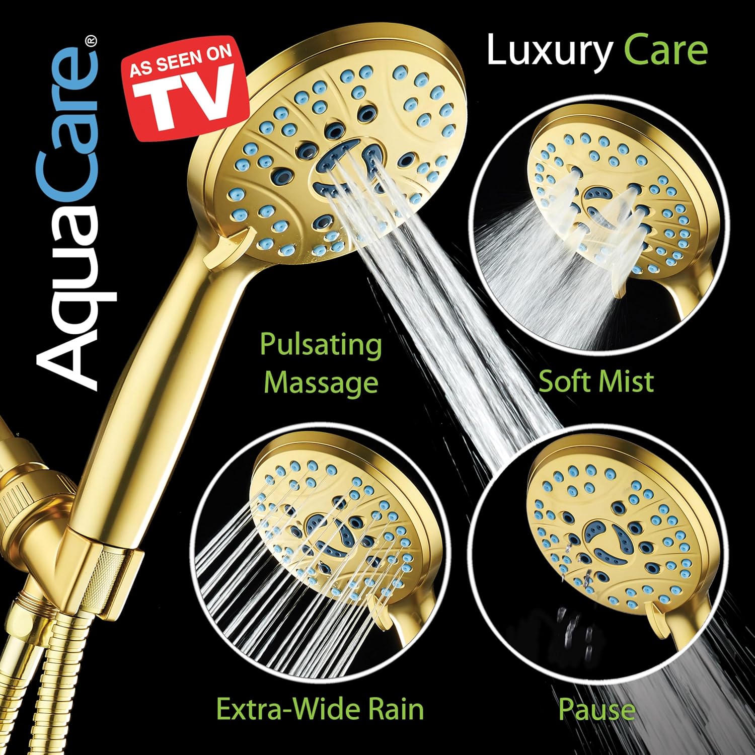 High-pressure 8-setting Hand Shower with Patented 2-mode Power Wash & Bonus Wall Bracket