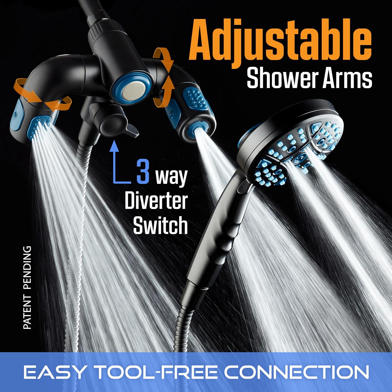 Polaris 208-setting 3-way Shower Combo with Adjustable Hydro Arms & Magnetic Docking