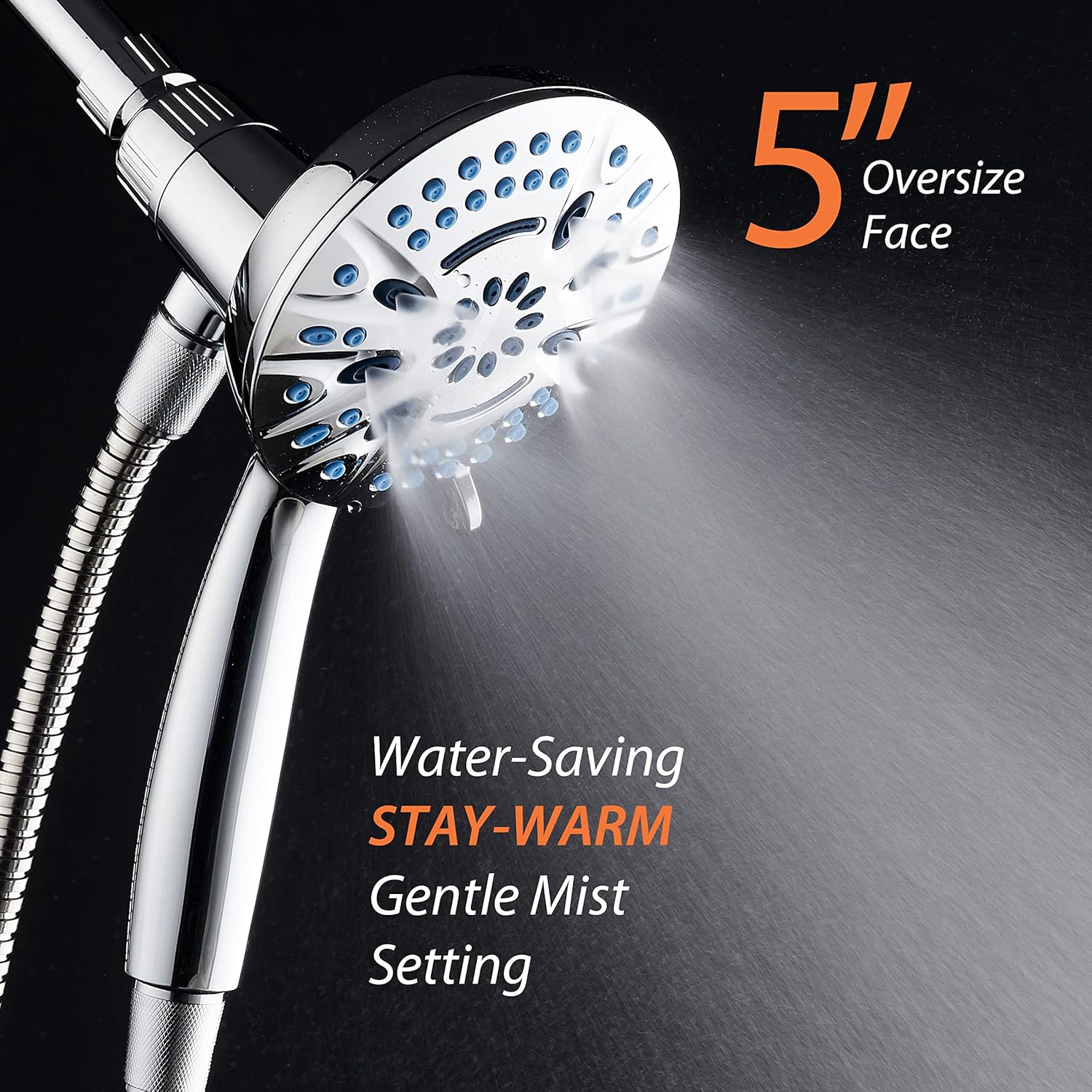 Magneton® 8-setting 5" Face Hand Shower with 2-way High/Low Magnetic Docking
