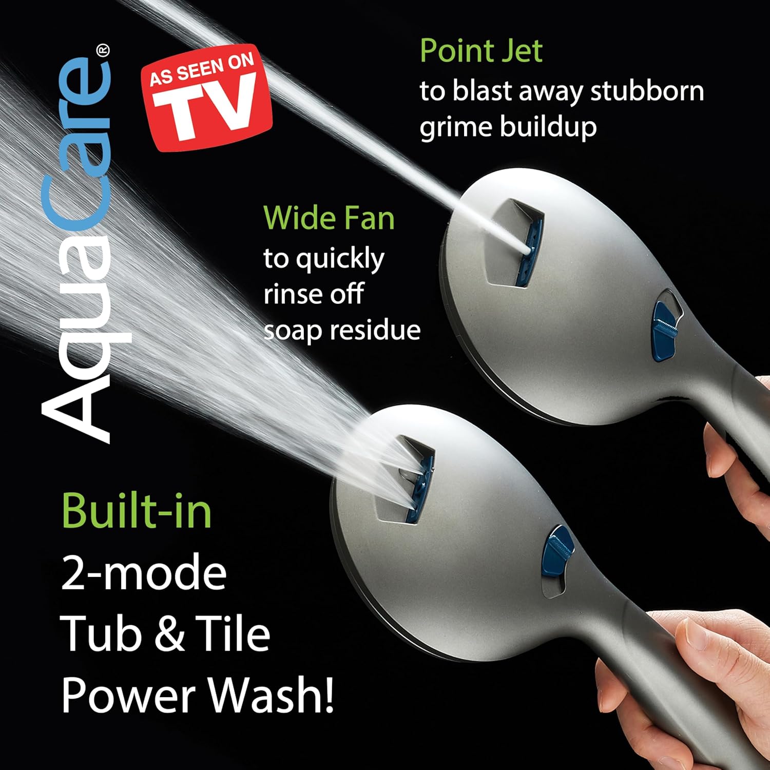 High-pressure 8-setting Hand Shower with Patented 2-mode Power Wash & Bonus Wall Bracket