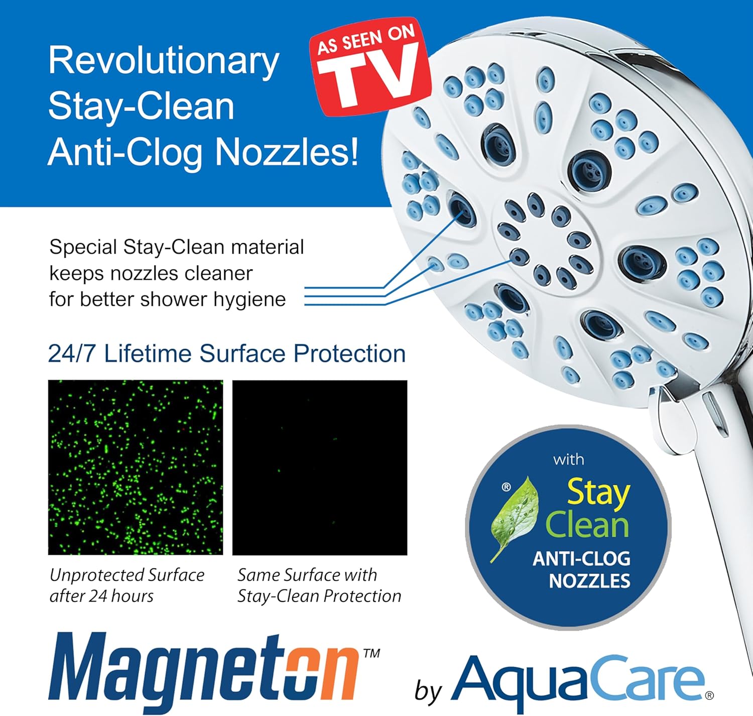 Magneton 48-setting Raised 3-way Rainfall Shower Combo with Magnetic Docking