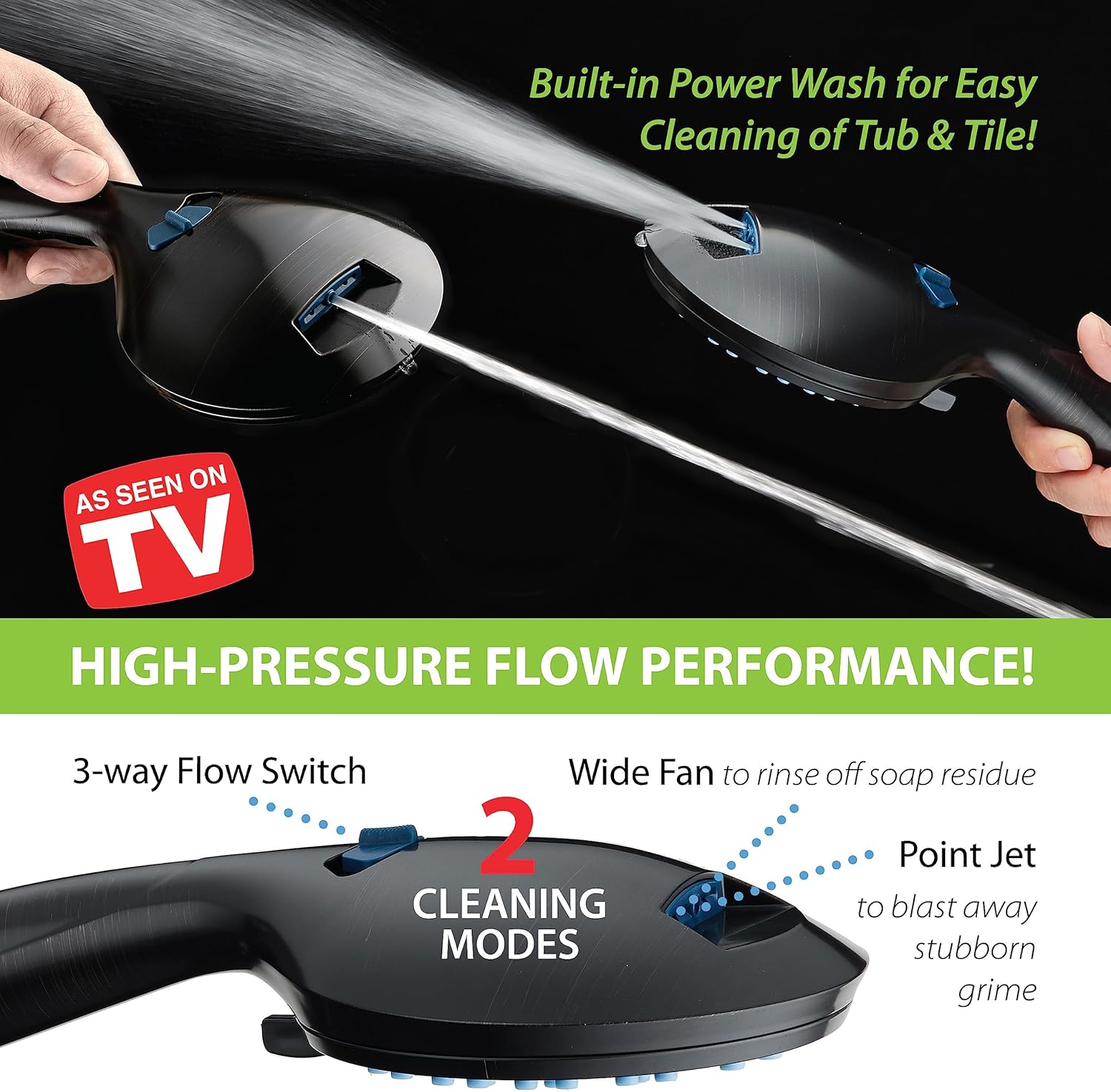 50-setting 3-way Twin Shower Combo with 2-mode Power Wash & Bonus Wall Bracket