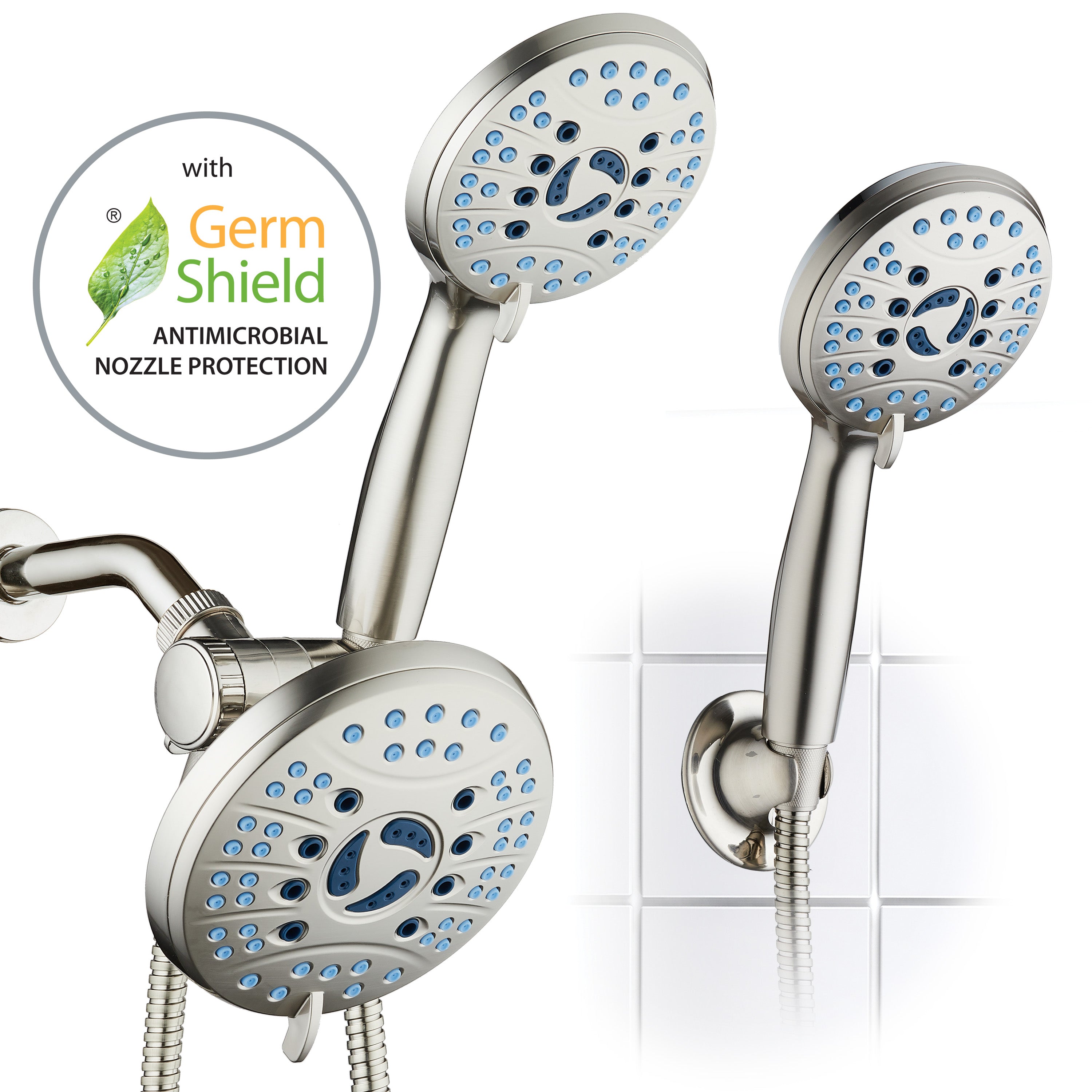 High-pressure 50-setting 3-way Rain Shower Combo with Patented 2-mode Power Wash & Bonus Wall Bracket