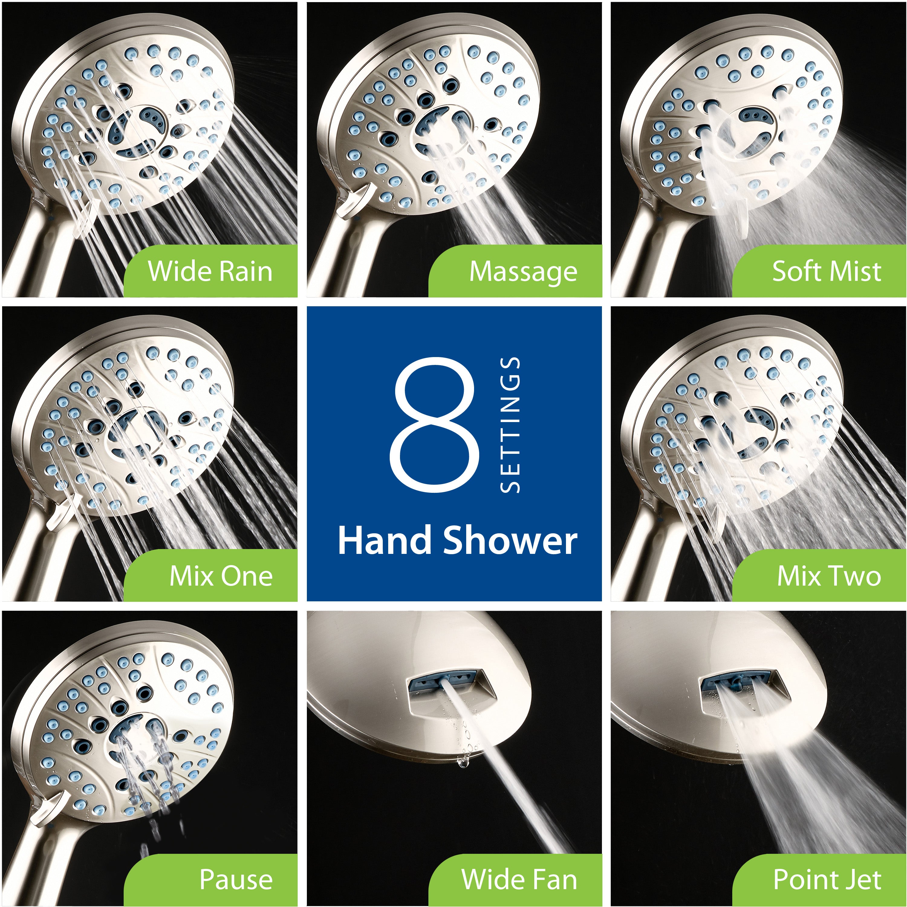 High-pressure 50-setting 3-way Rain Shower Combo with Patented 2-mode Power Wash & Bonus Wall Bracket