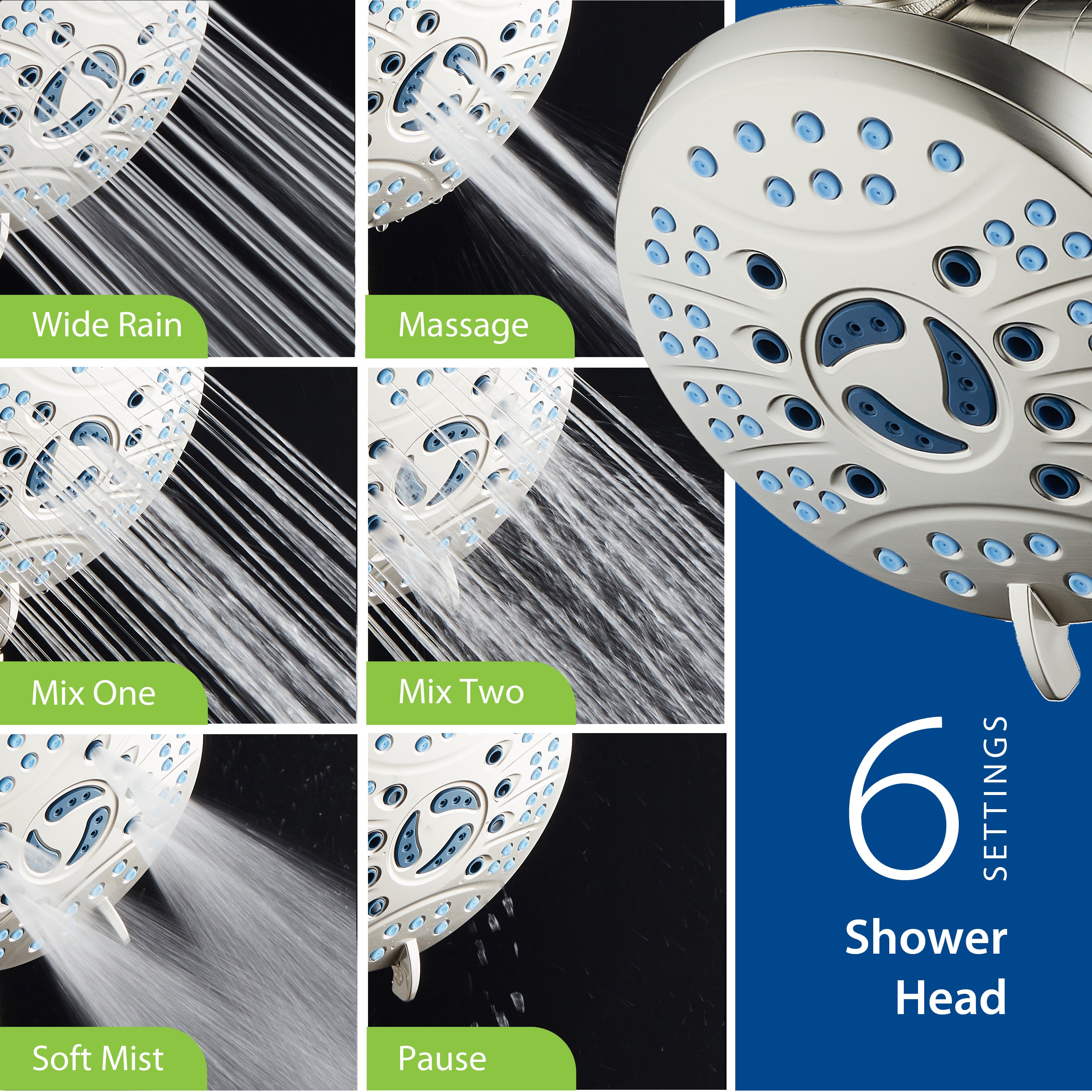 High-pressure 50-setting 3-way Rain Shower Combo with Patented 2-mode Power Wash & Bonus Wall Bracket