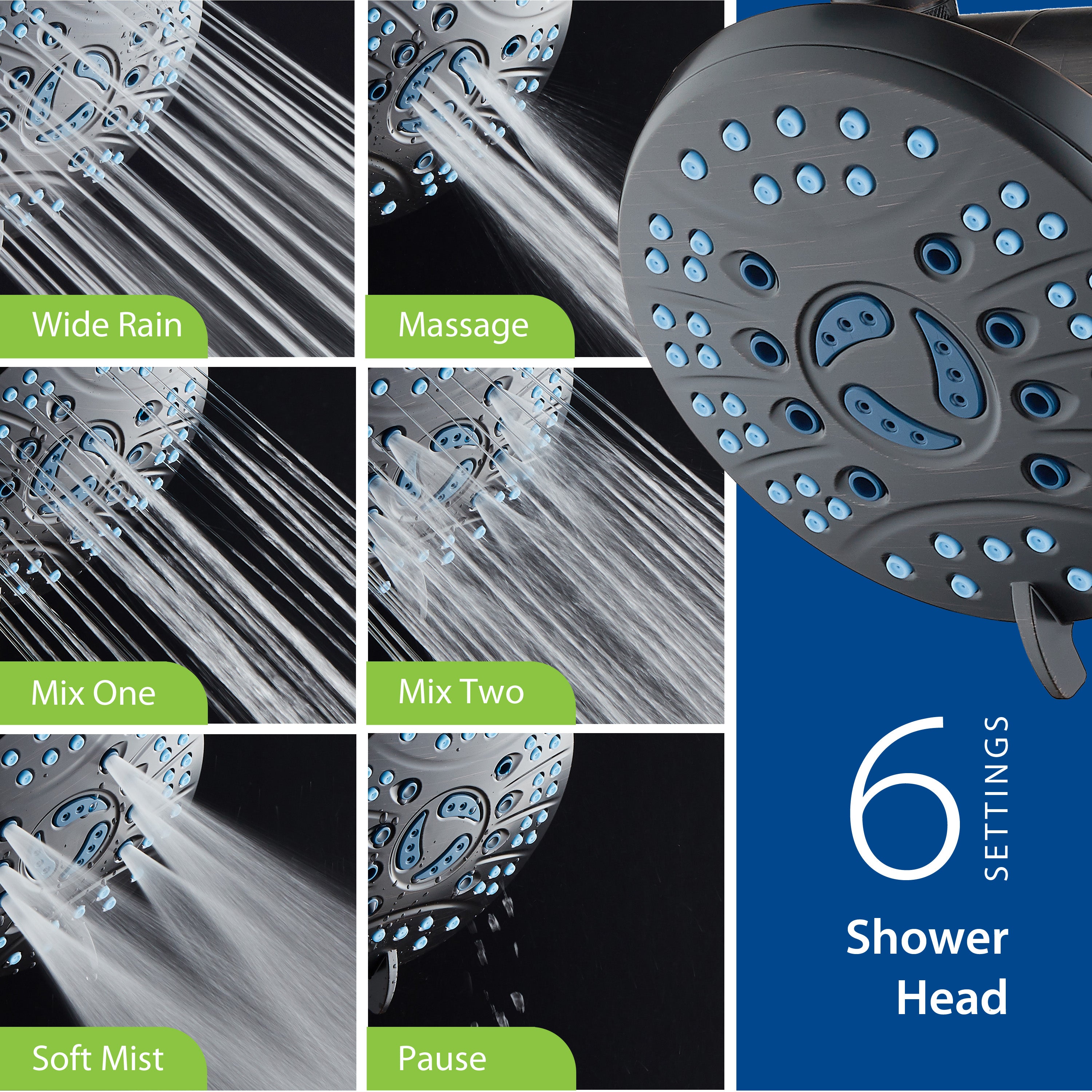 High-pressure 50-setting 3-way Rain Shower Combo with Patented 2-mode Power Wash & Bonus Wall Bracket