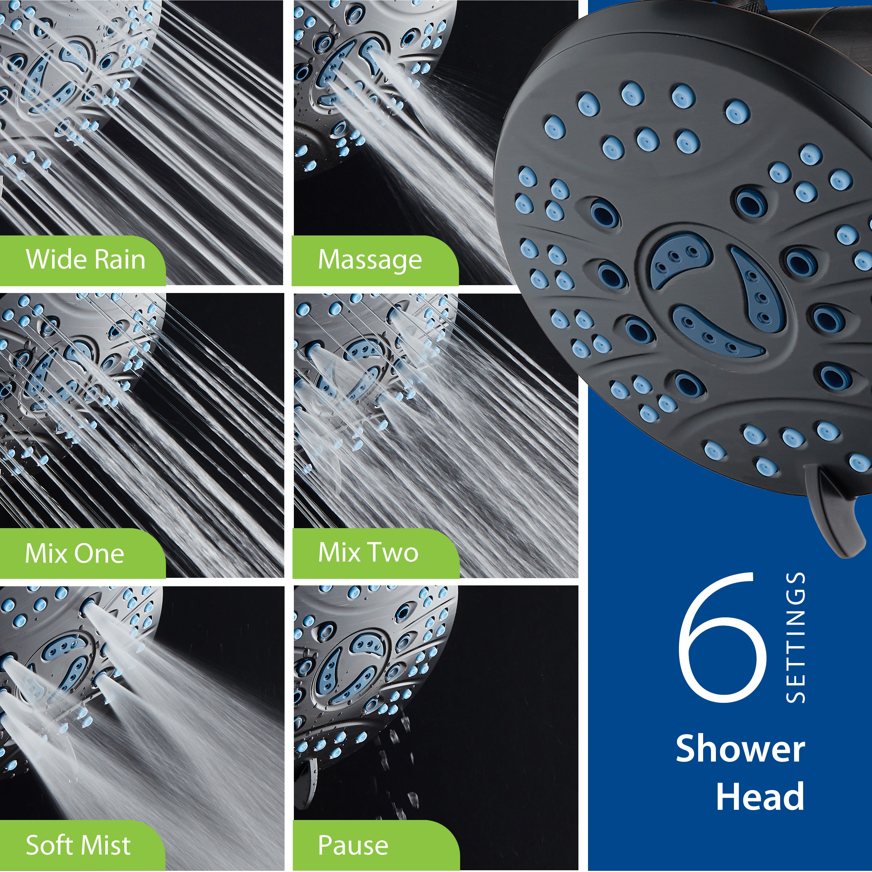 High-pressure 50-setting 3-way Rain Shower Combo with Patented 2-mode Power Wash & Bonus Wall Bracket