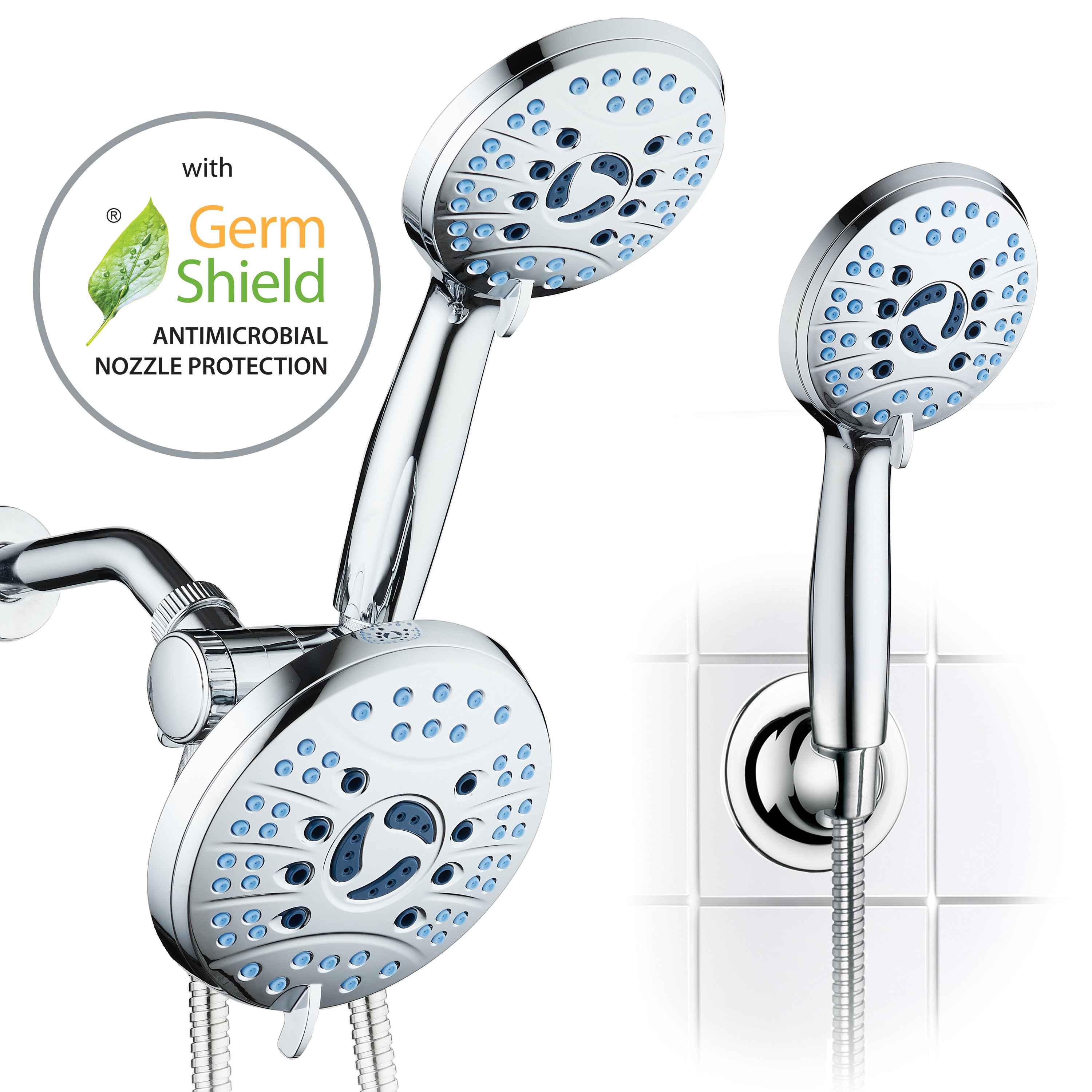 High-pressure 50-setting 3-way Rain Shower Combo with Patented 2-mode Power Wash & Bonus Wall Bracket