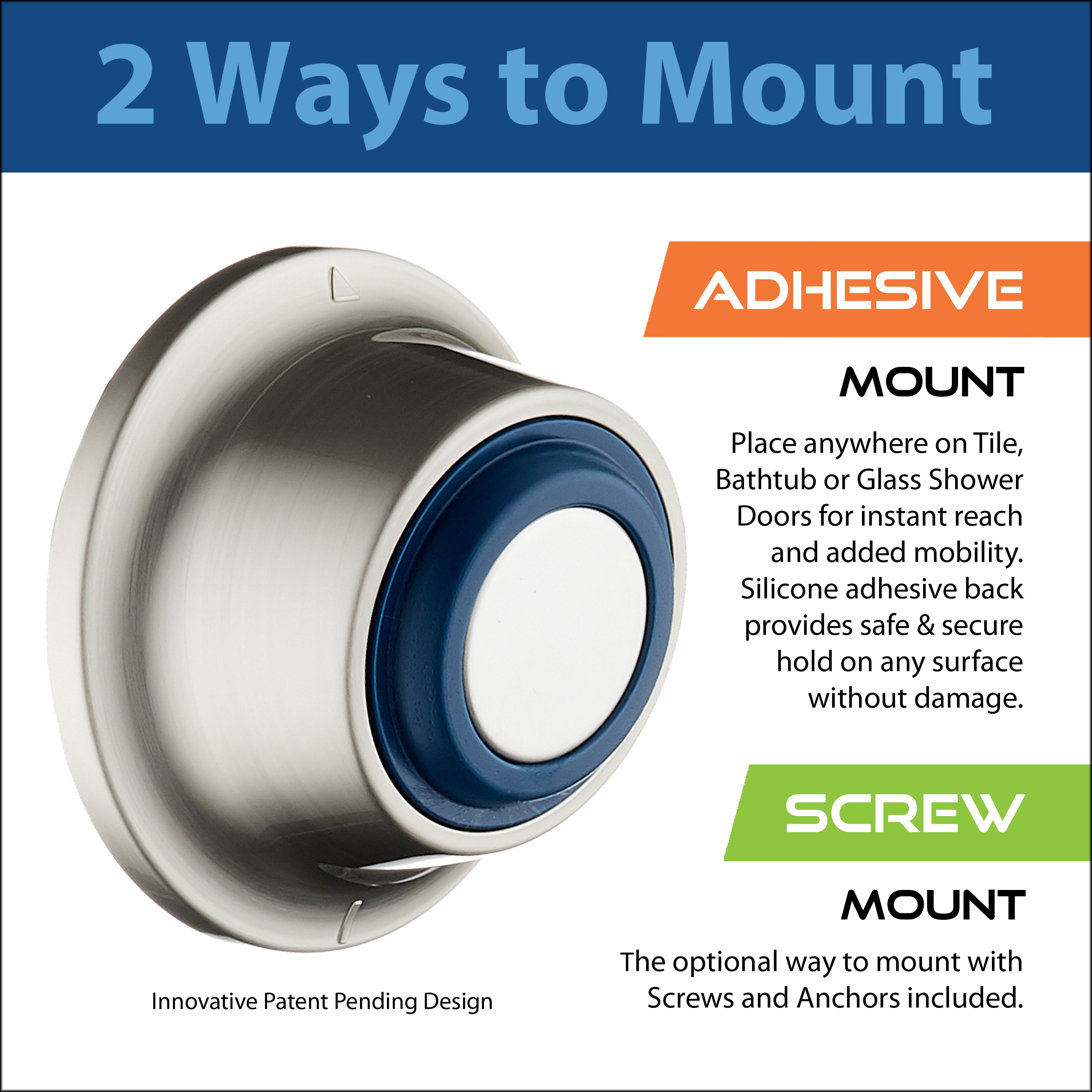 Instant Mount Go-Anywhere Magnetic Docking Wall Bracket for Magneton® Hand Showers & Combos