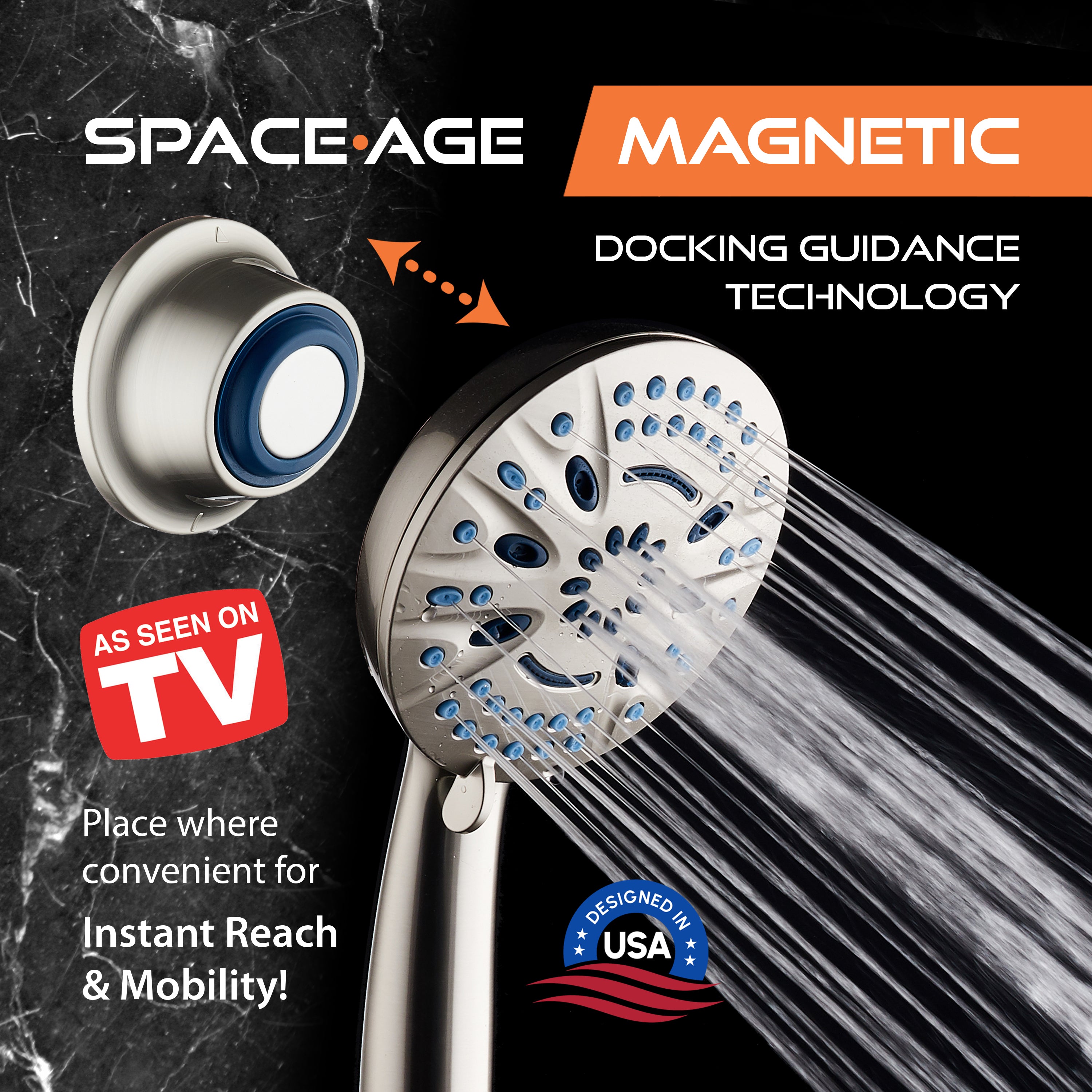 Instant Mount Go-Anywhere Magnetic Docking Wall Bracket for Magneton® Hand Showers & Combos