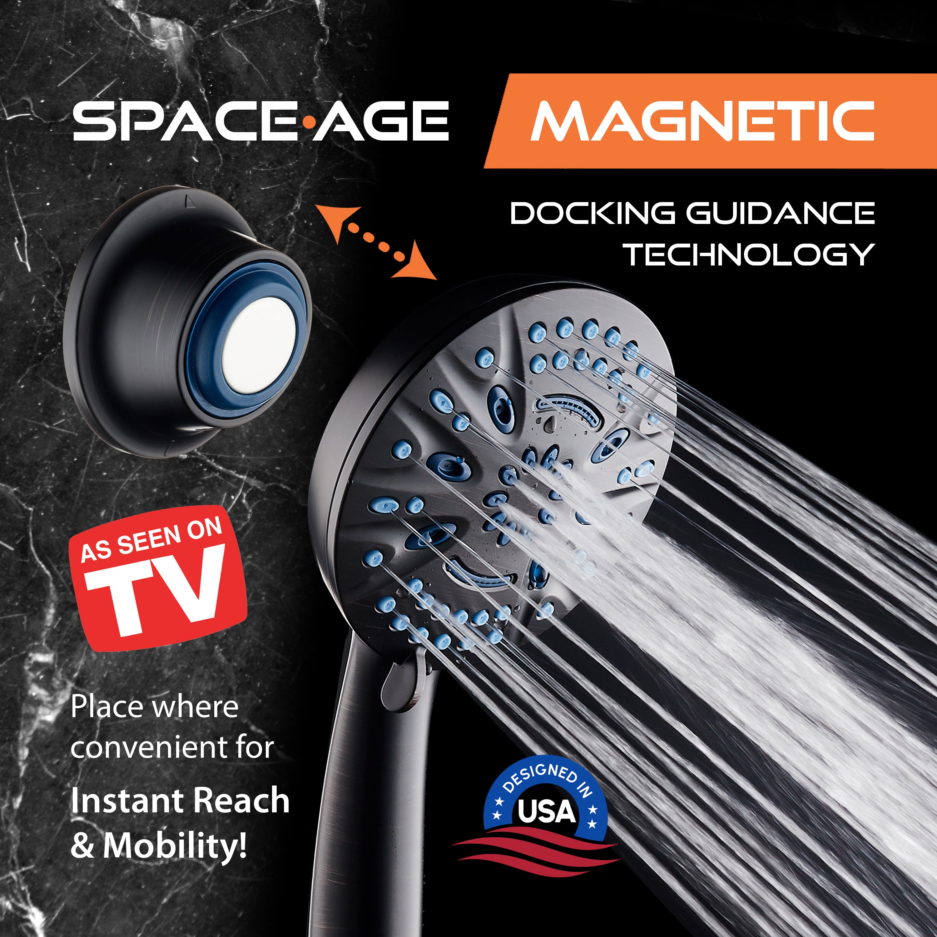 Instant Mount Go-Anywhere Magnetic Docking Wall Bracket for Magneton® Hand Showers & Combos